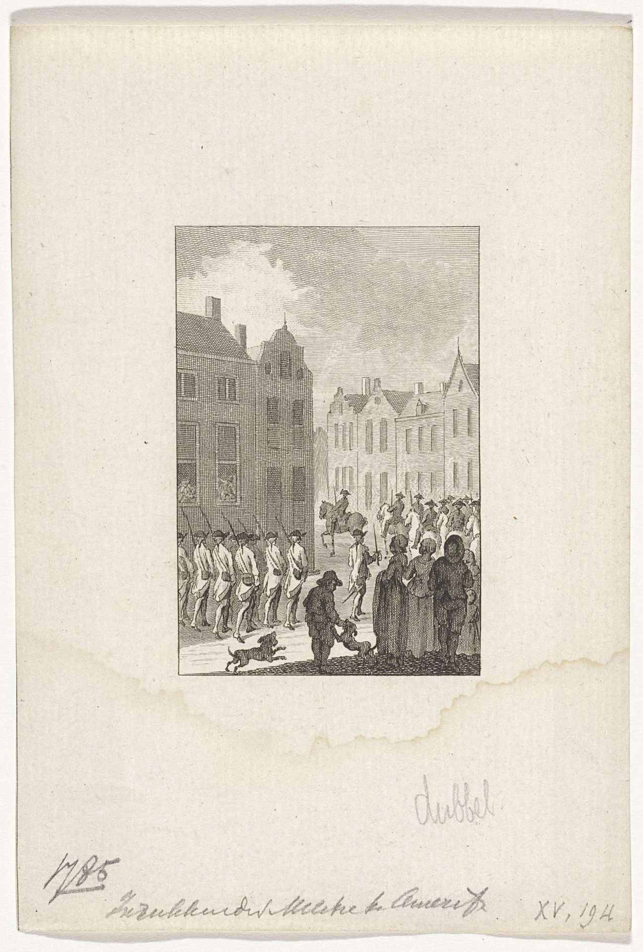 Inrukken van militairen in Amersfoort, 1785 by Reinier Vinkeles