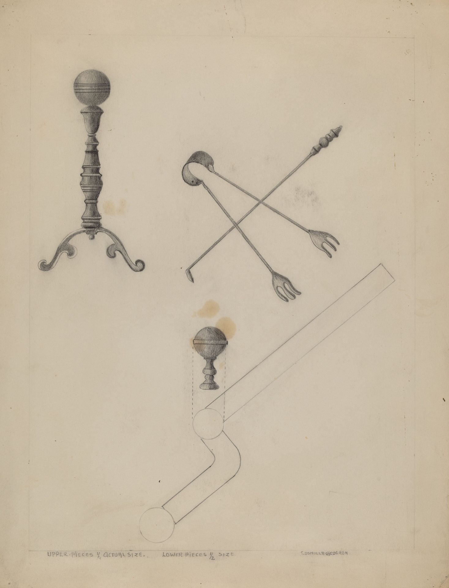 Andiron and Fireplace Set by Ludmilla Calderon