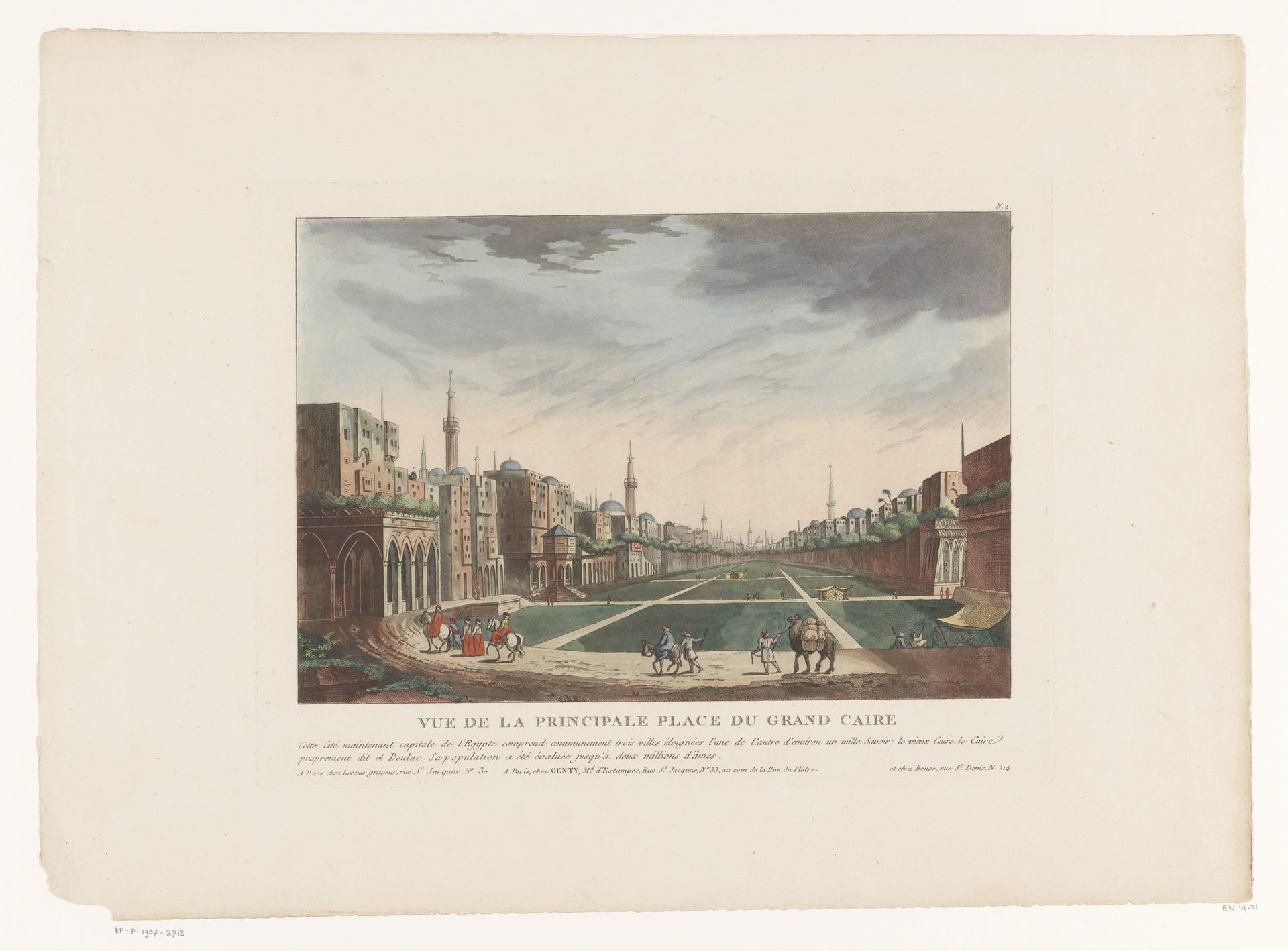 Gezicht op een plein in Caïro by Louis Lecoeur