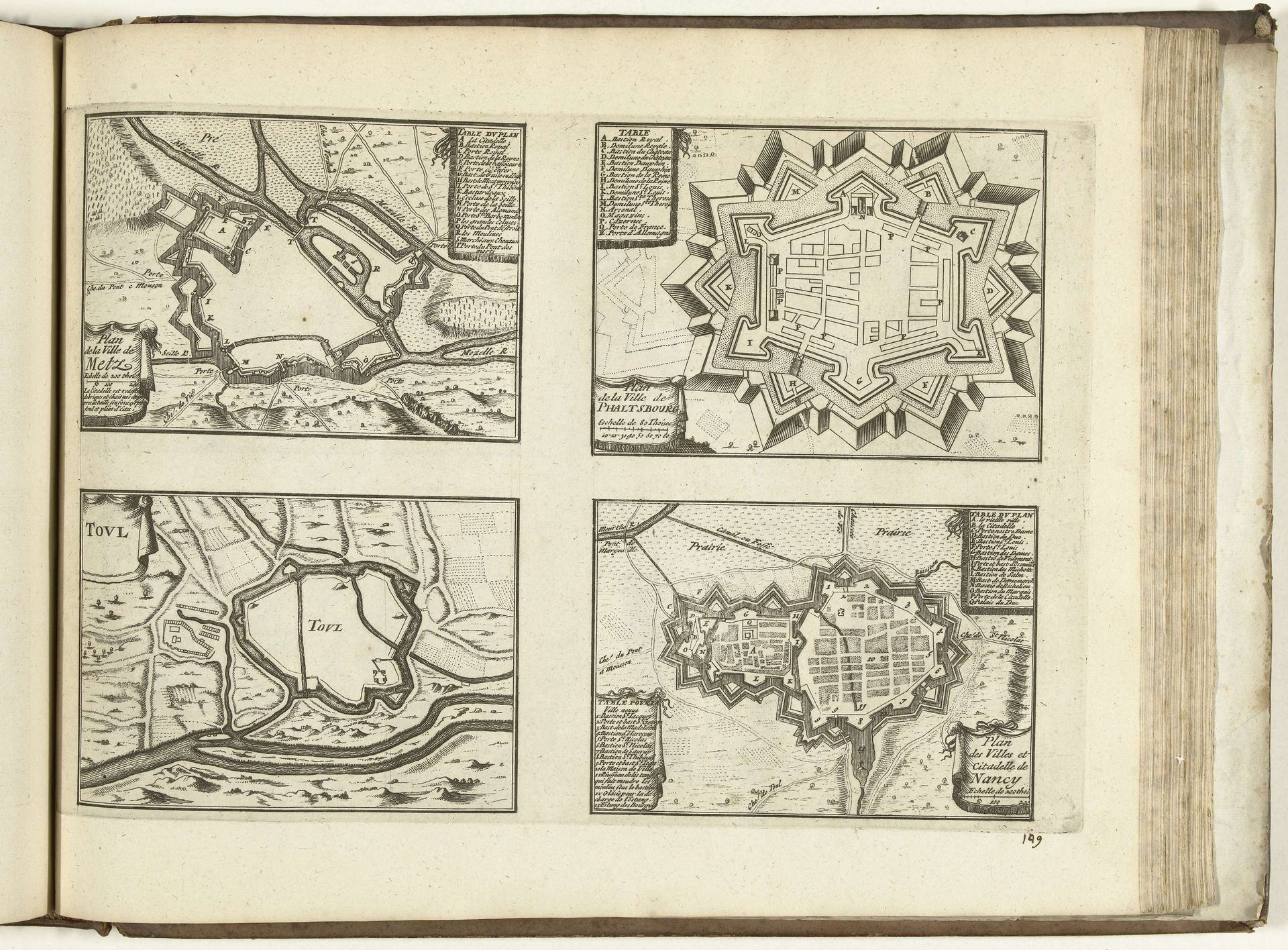 Plattegronden van Metz, Phalsbourg, Toul en Nancy, 1726 by Anonymous