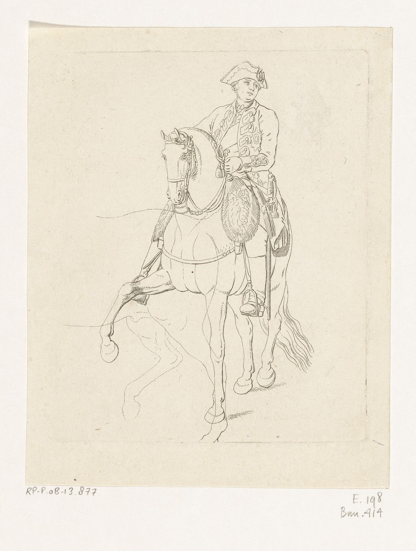 Portret van kroonprins Frederik Willem te paard by Daniel Nikolaus Chodowiecki