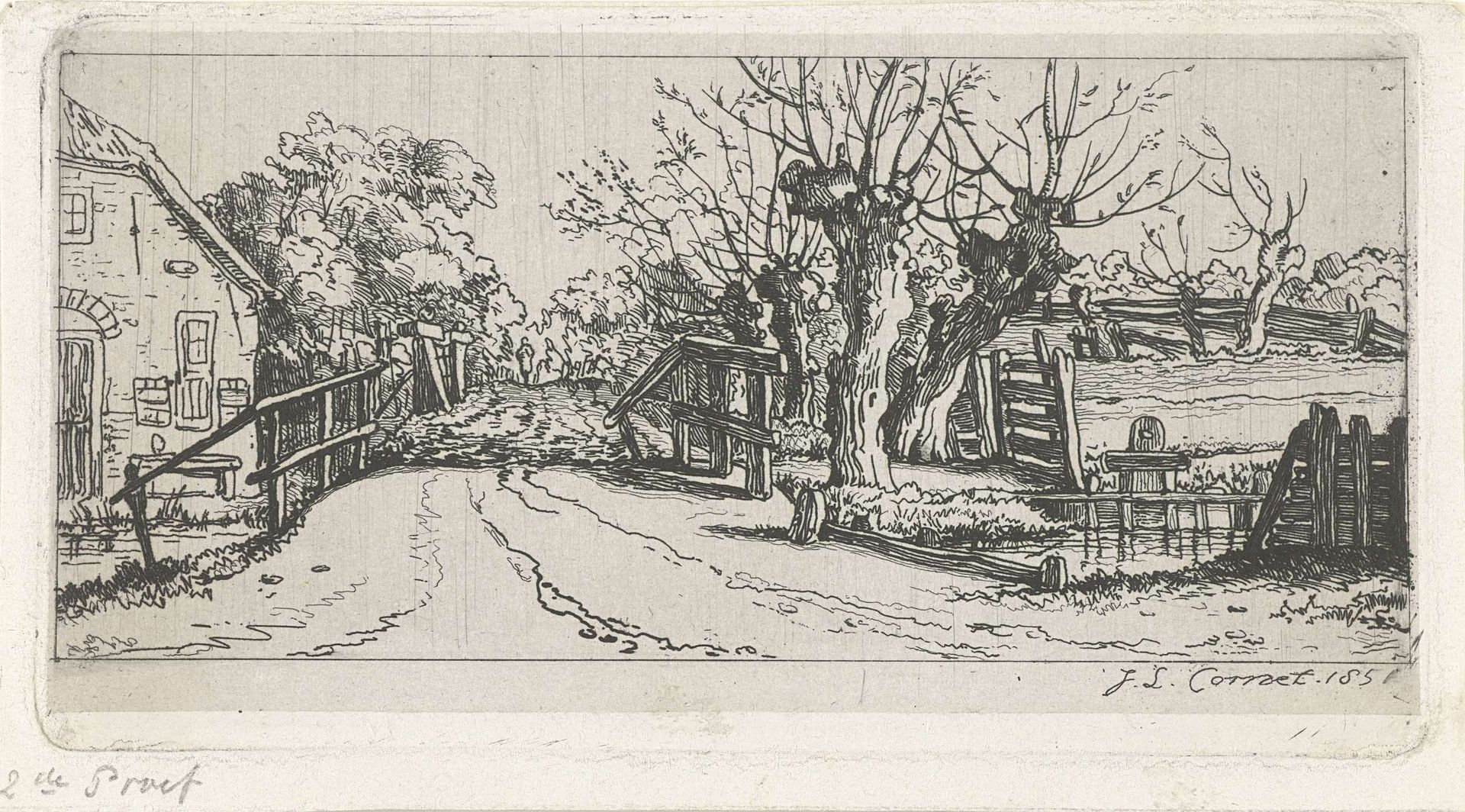 Weggetje langs een boerderij by Jacobus Ludovicus Cornet