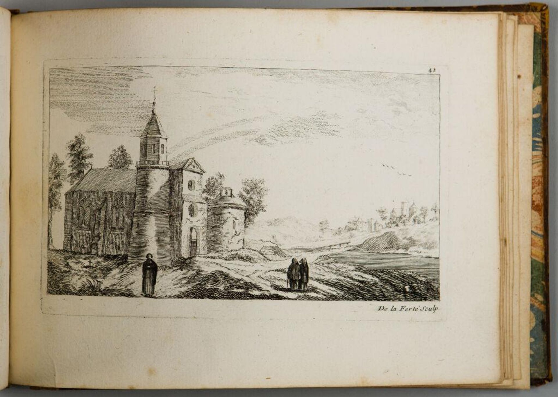 Church View with Foreground Figures by Denis-Pierre-Jean Papillon de la FertÃ©