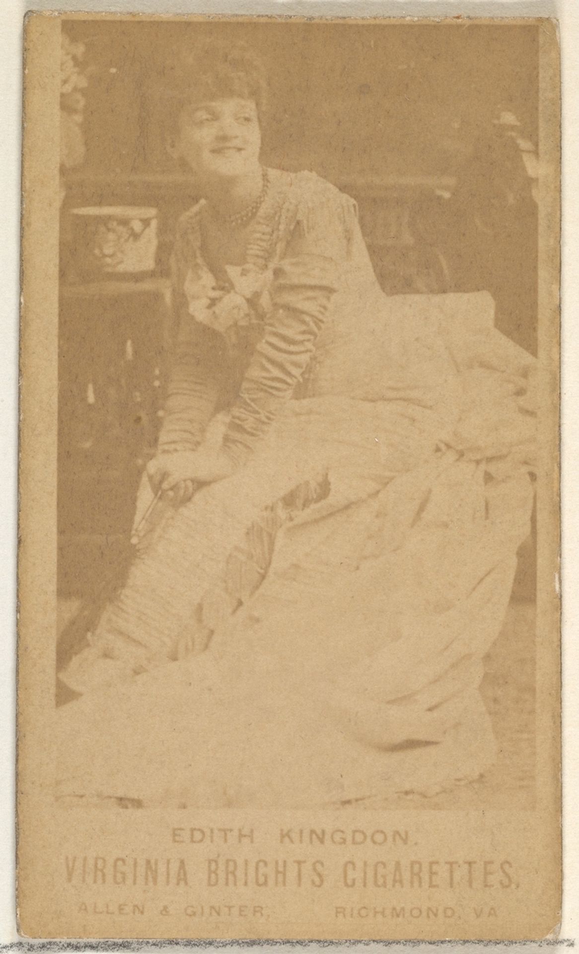 Edith Kingdon, from the Actors and Actresses series (N45, Type 1) for Virginia Brights Cigarettes by Allen & Ginter