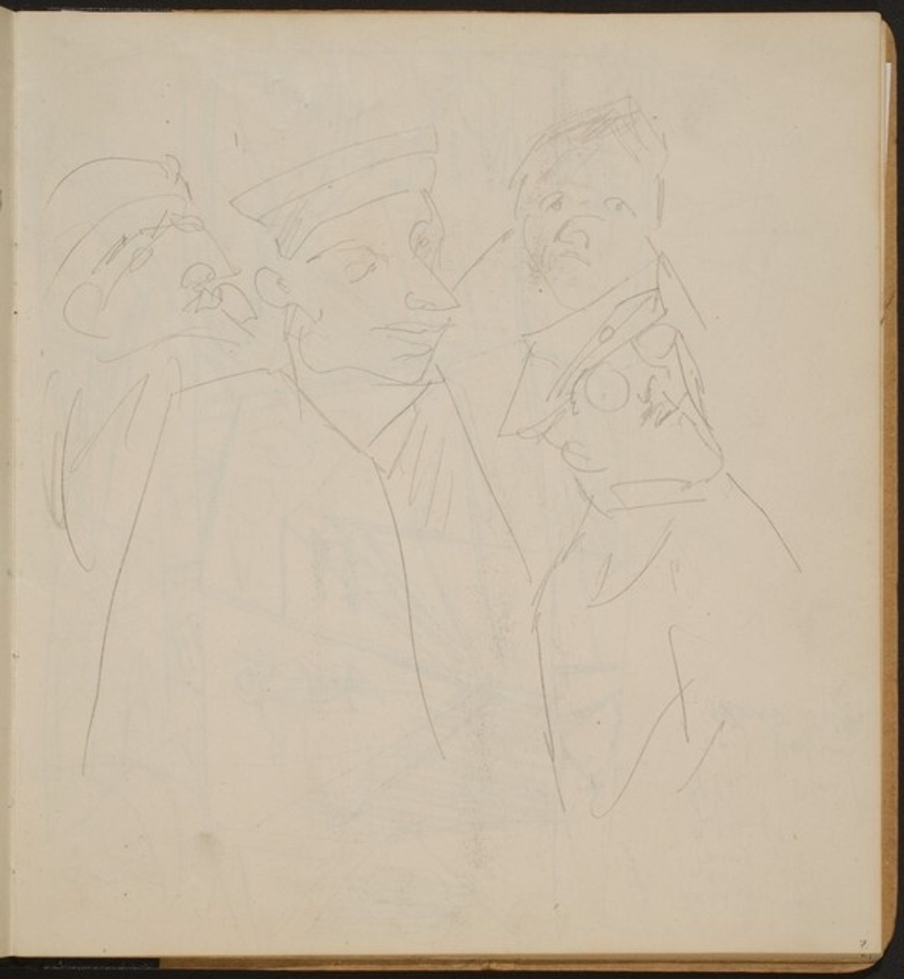 Vier Männer in Uniform (?) (Four Men Wearing Uniforms) [p. 7] by Max Beckmann