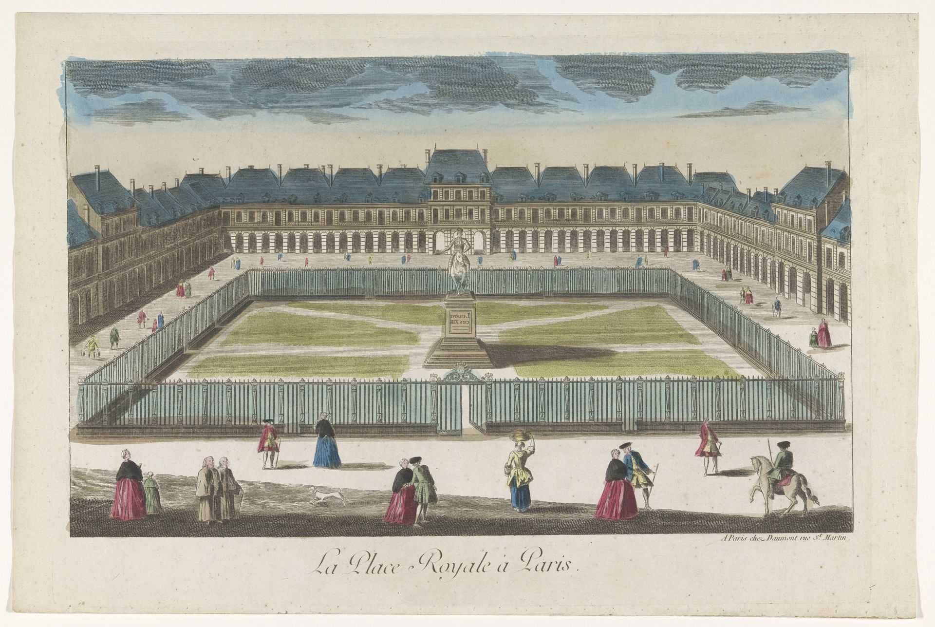 Gezicht op de Place Royale te Parijs by Jean-François Daumont