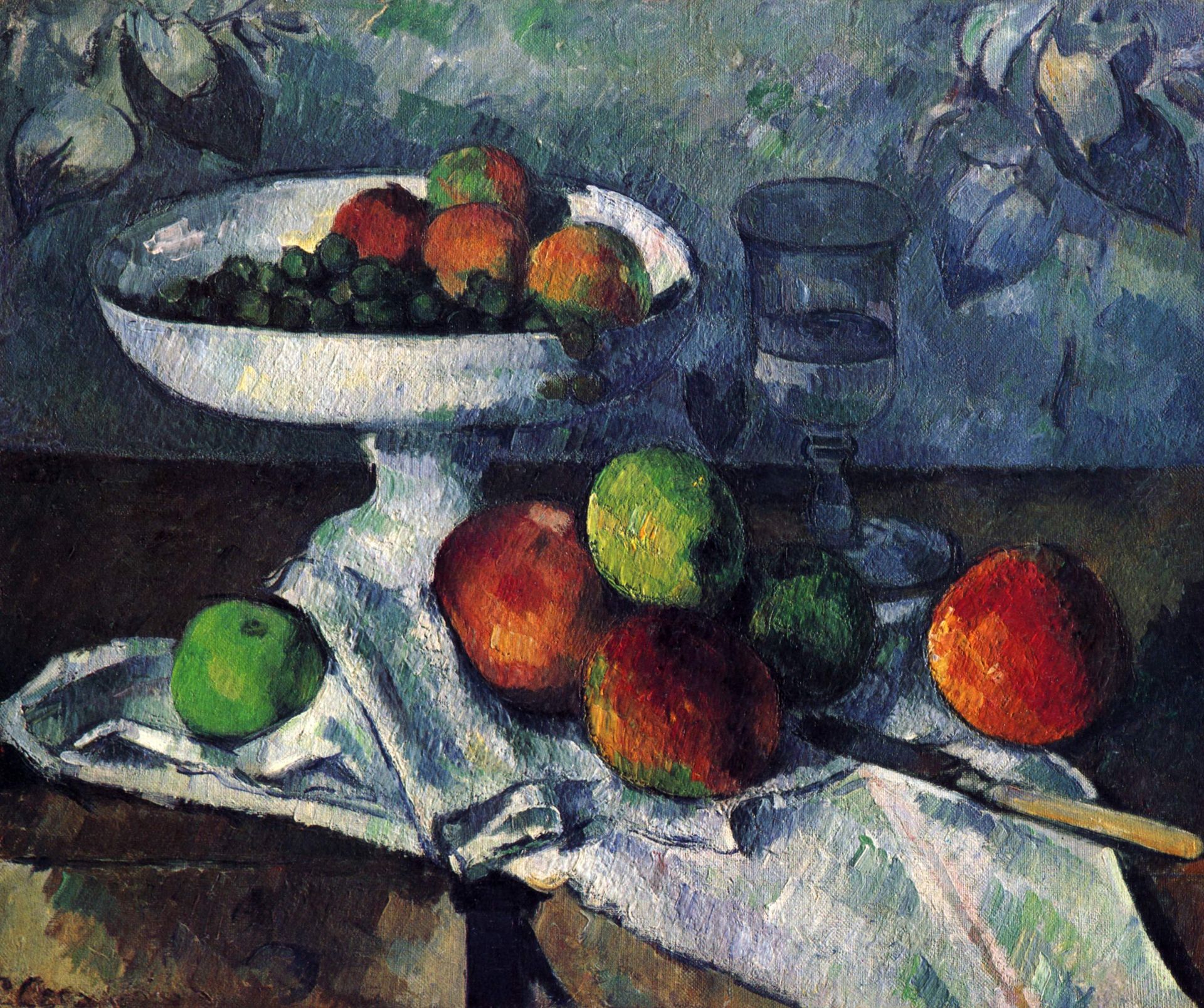 Compotier, Glass and Apples by Paul Cézanne