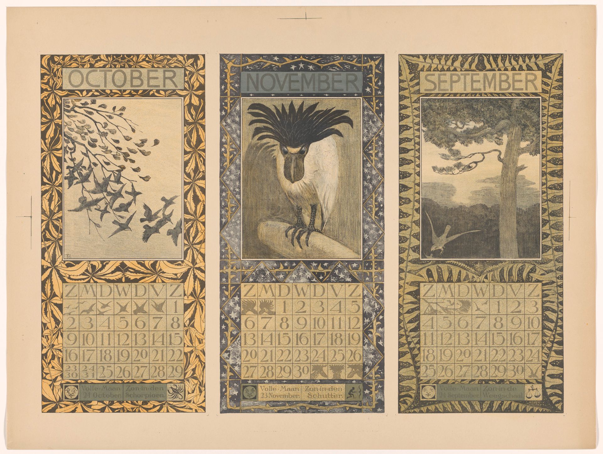 Kalenders voor oktober, november en september 1904 by Theo van Hoytema