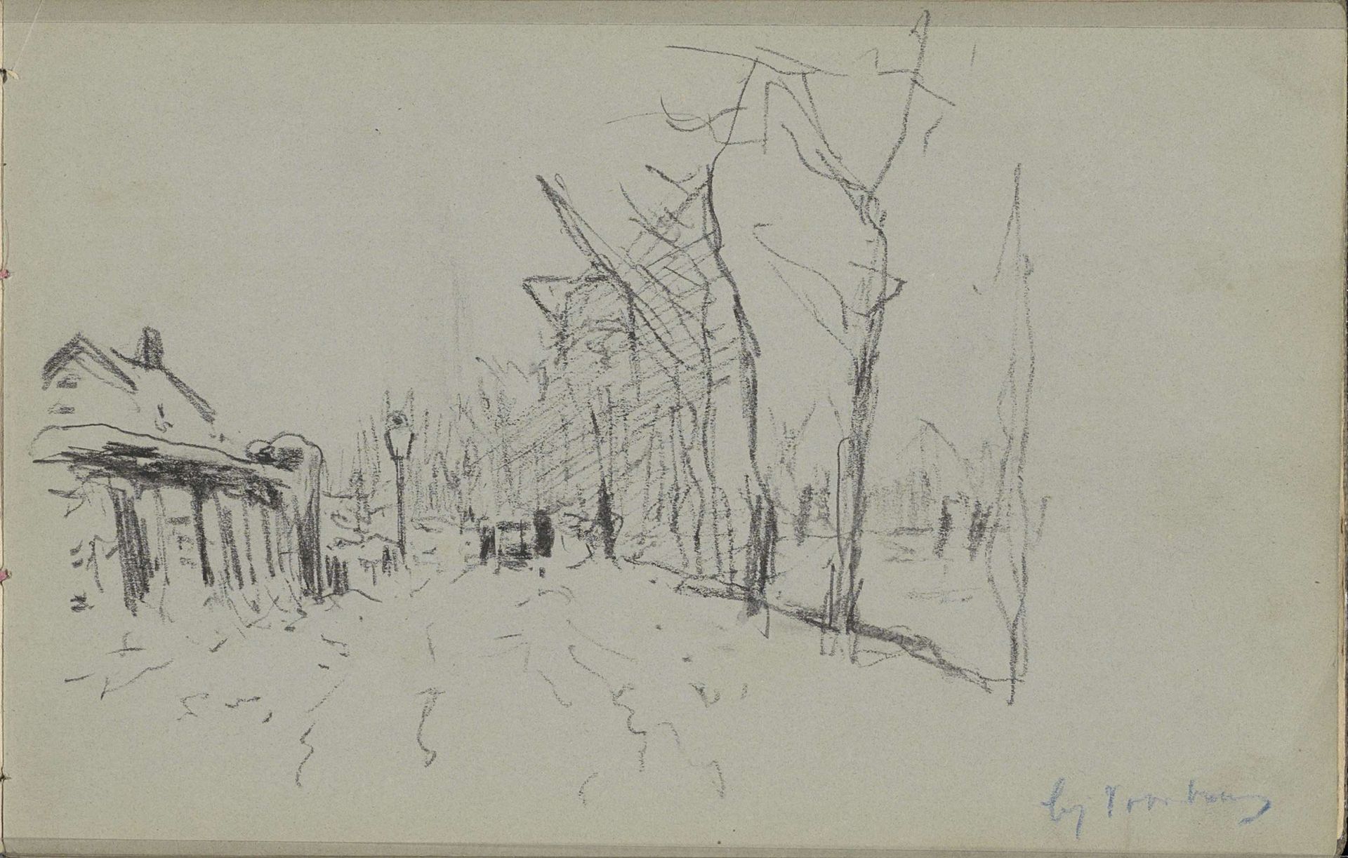 Huis langs een weg bij Voorburg by Louis Apol