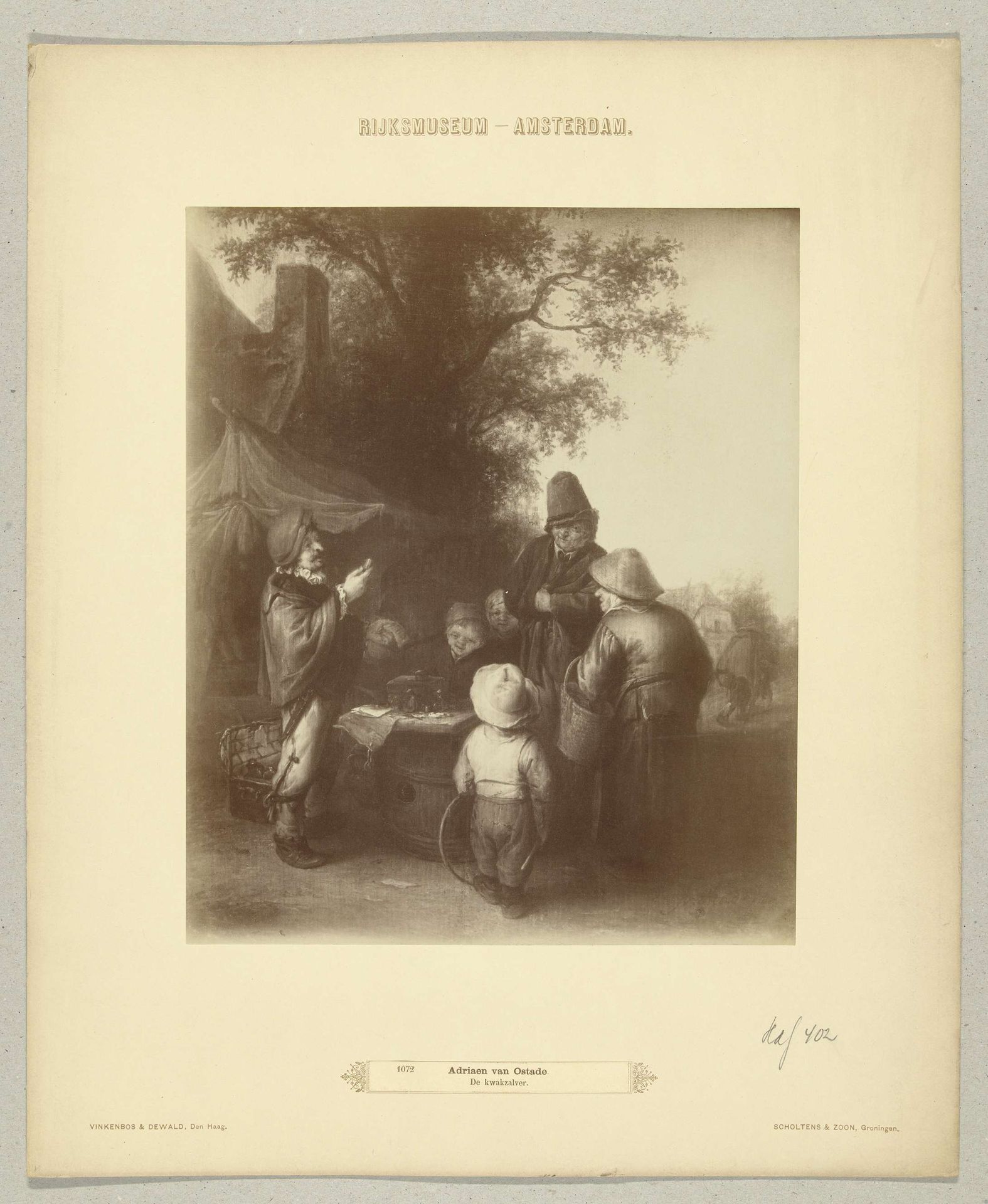 Schilderij door Adriaen van Ostade, De kwakzalver by Vinkenbos & Dewald