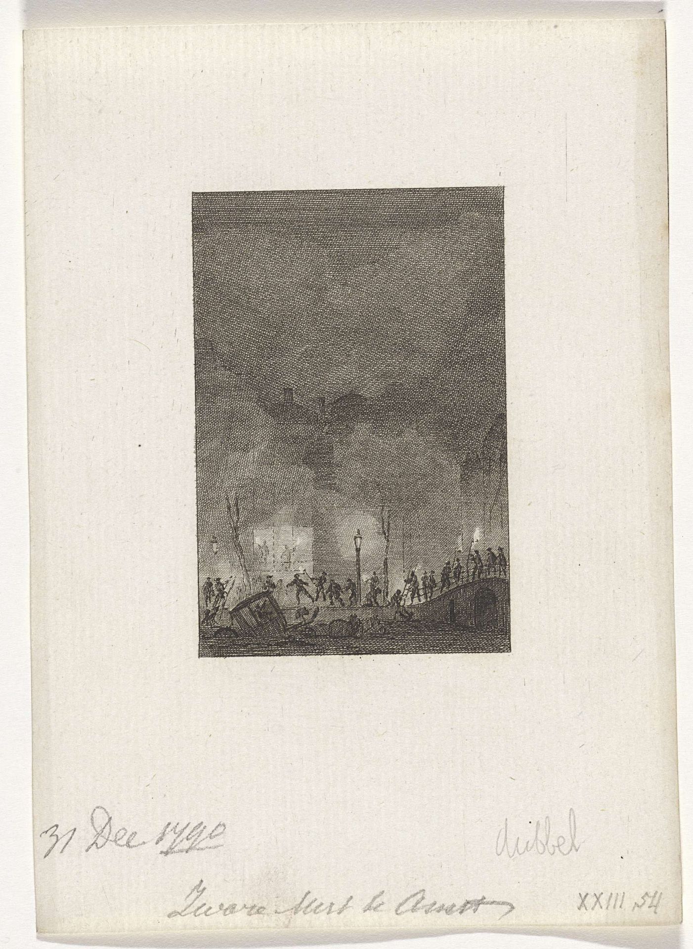 Zware mist te Amsterdam, 1790 by Reinier Vinkeles