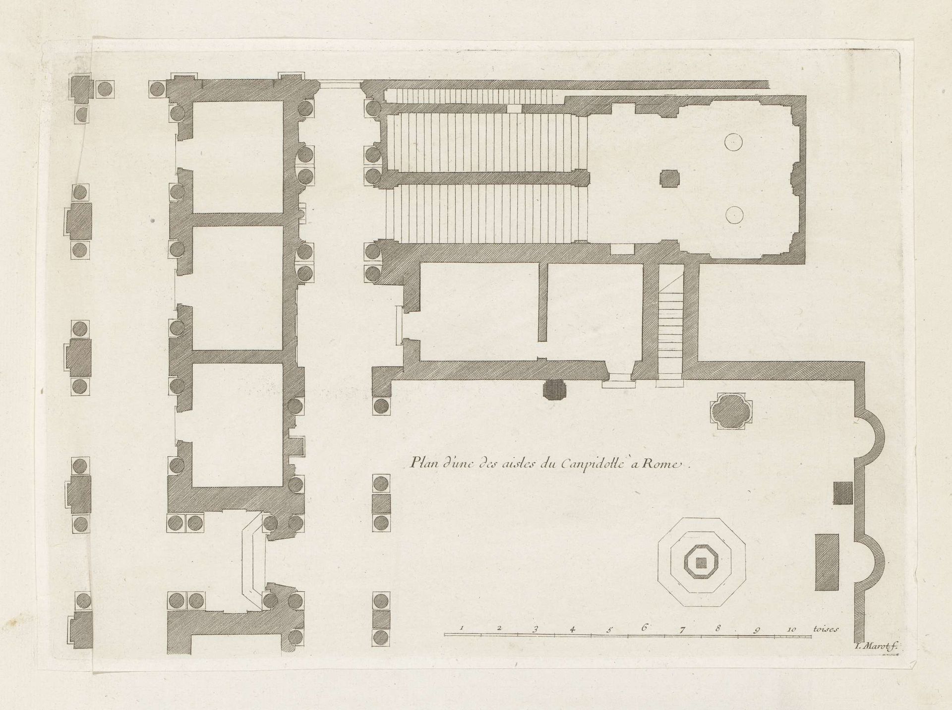 Plattegrond van een van de palazzi aan het Piazza del Campidoglio te Rome by Jean (I) Marot