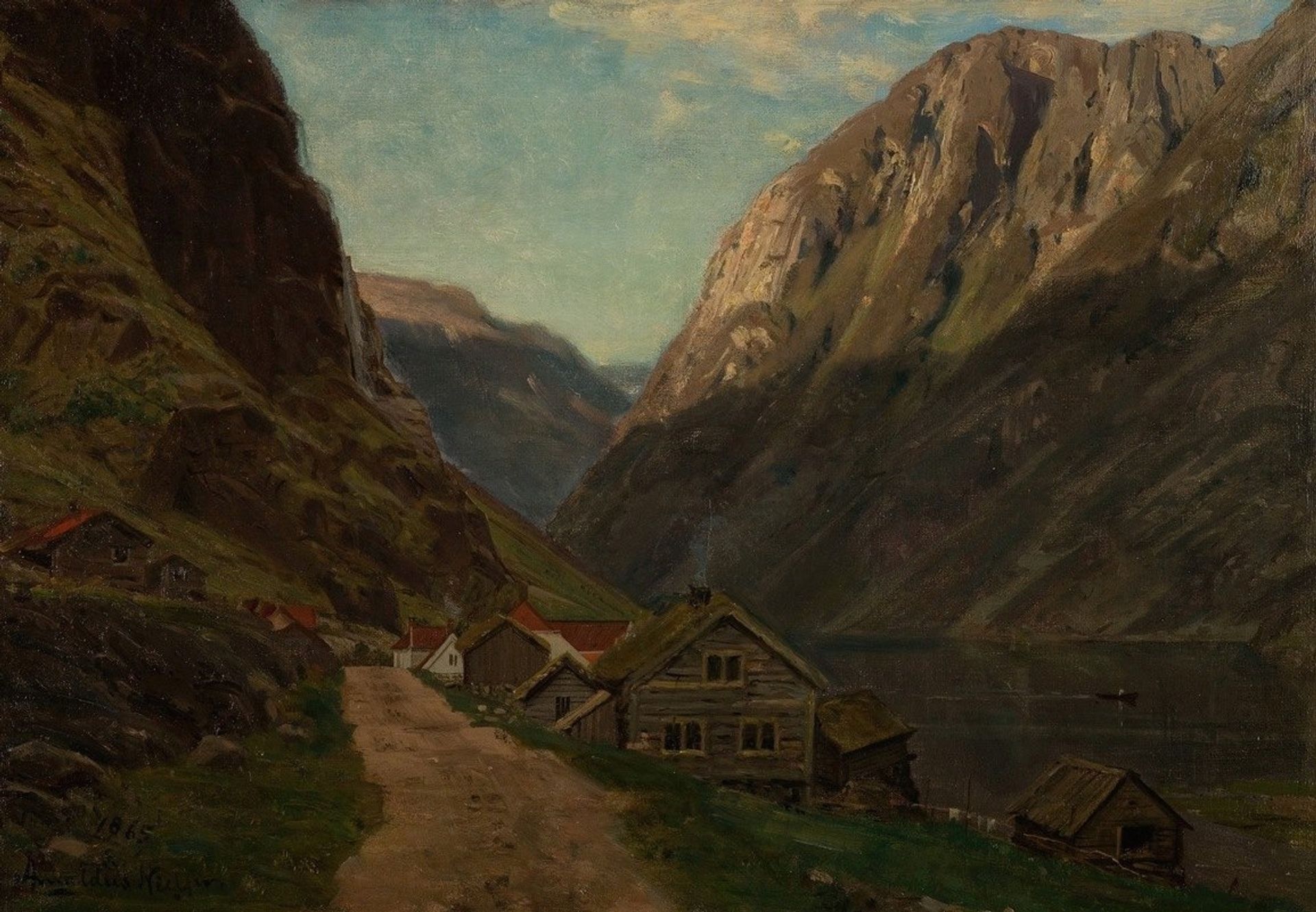 Parti fra Gudvangen by Amaldus Nielsen