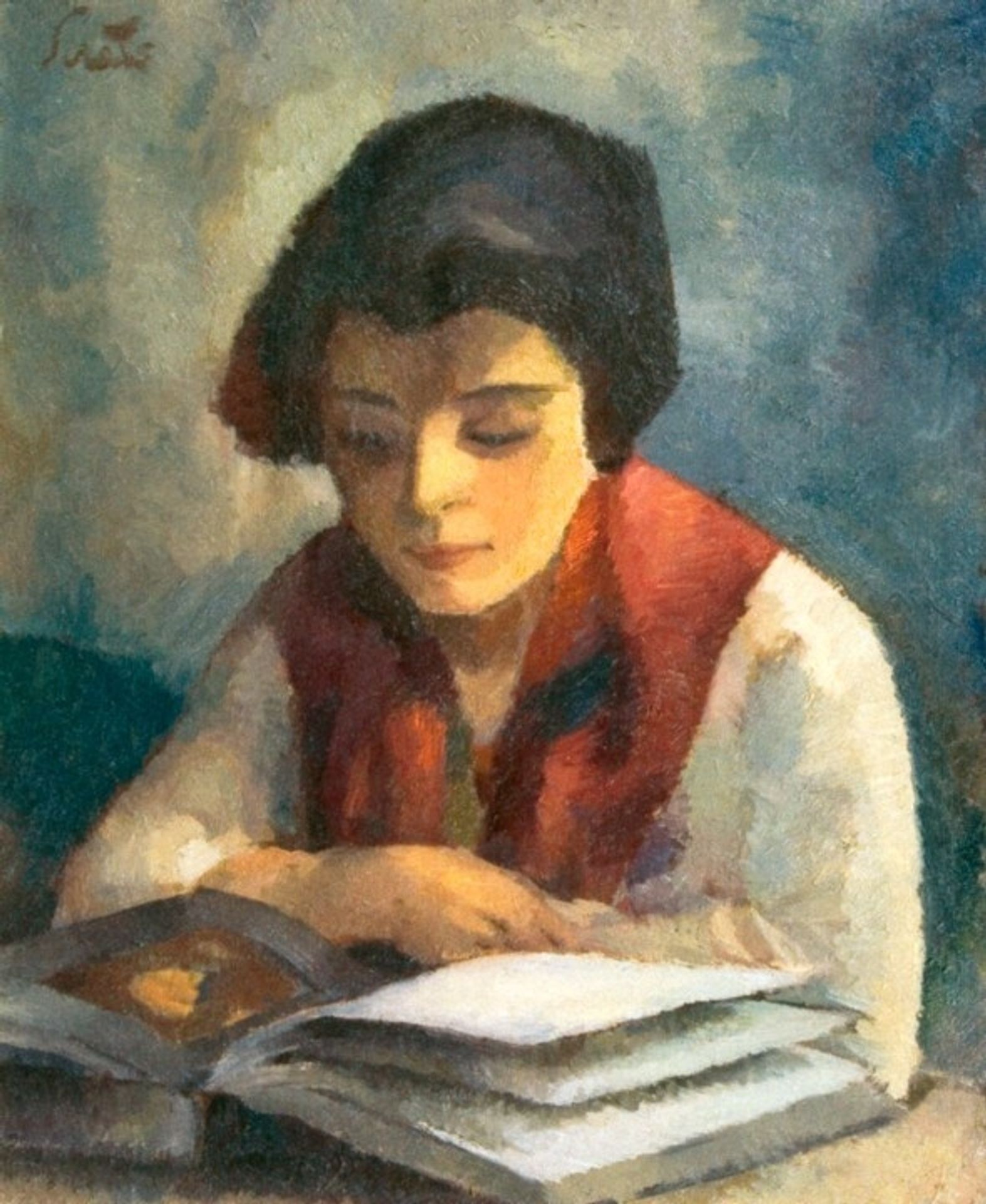 Girl Reading by Francisc Sirato