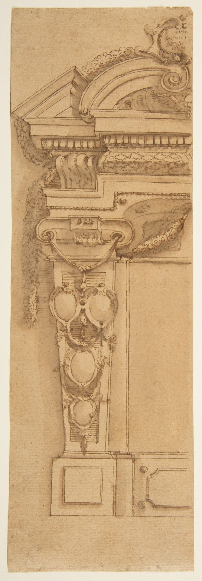 Architectural Design Presenting Two Alternate Solutions (in two fragments) by Anonymous