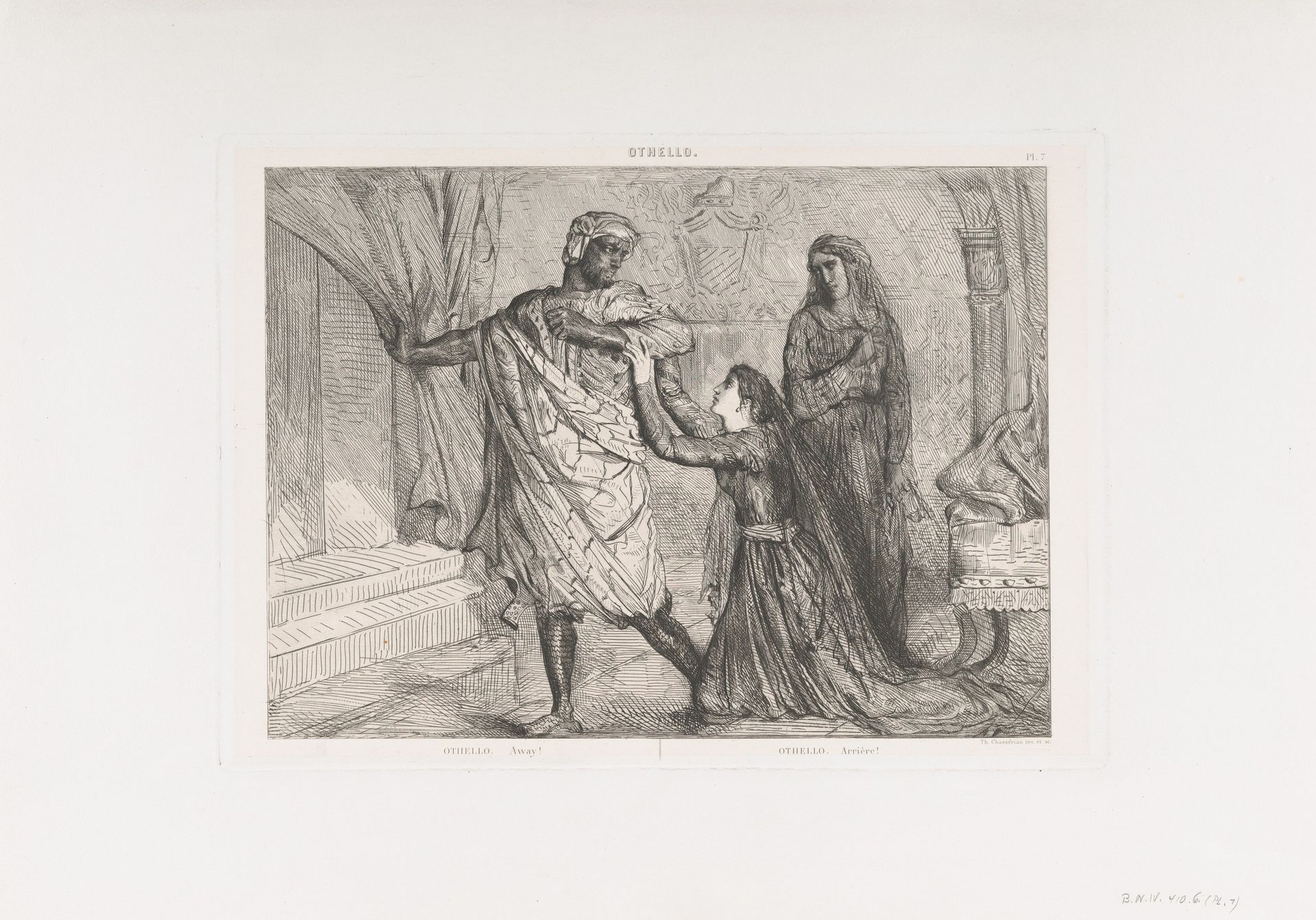 "Away!": plate 7 from Othello (Act 3, Scene 4) by Théodore Chassériau