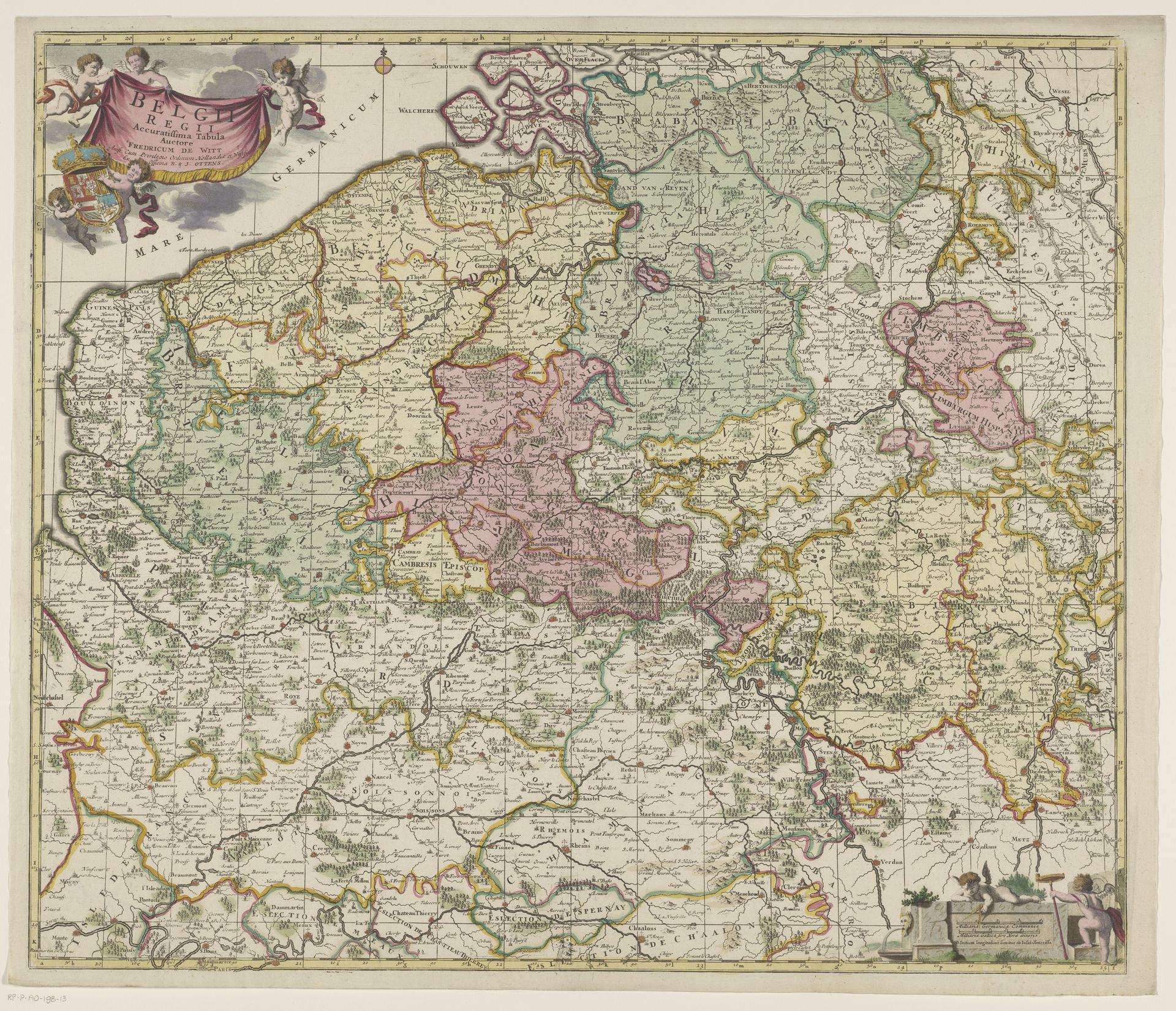 Kaart van de Zuidelijke Nederlanden by Frederik de Wit