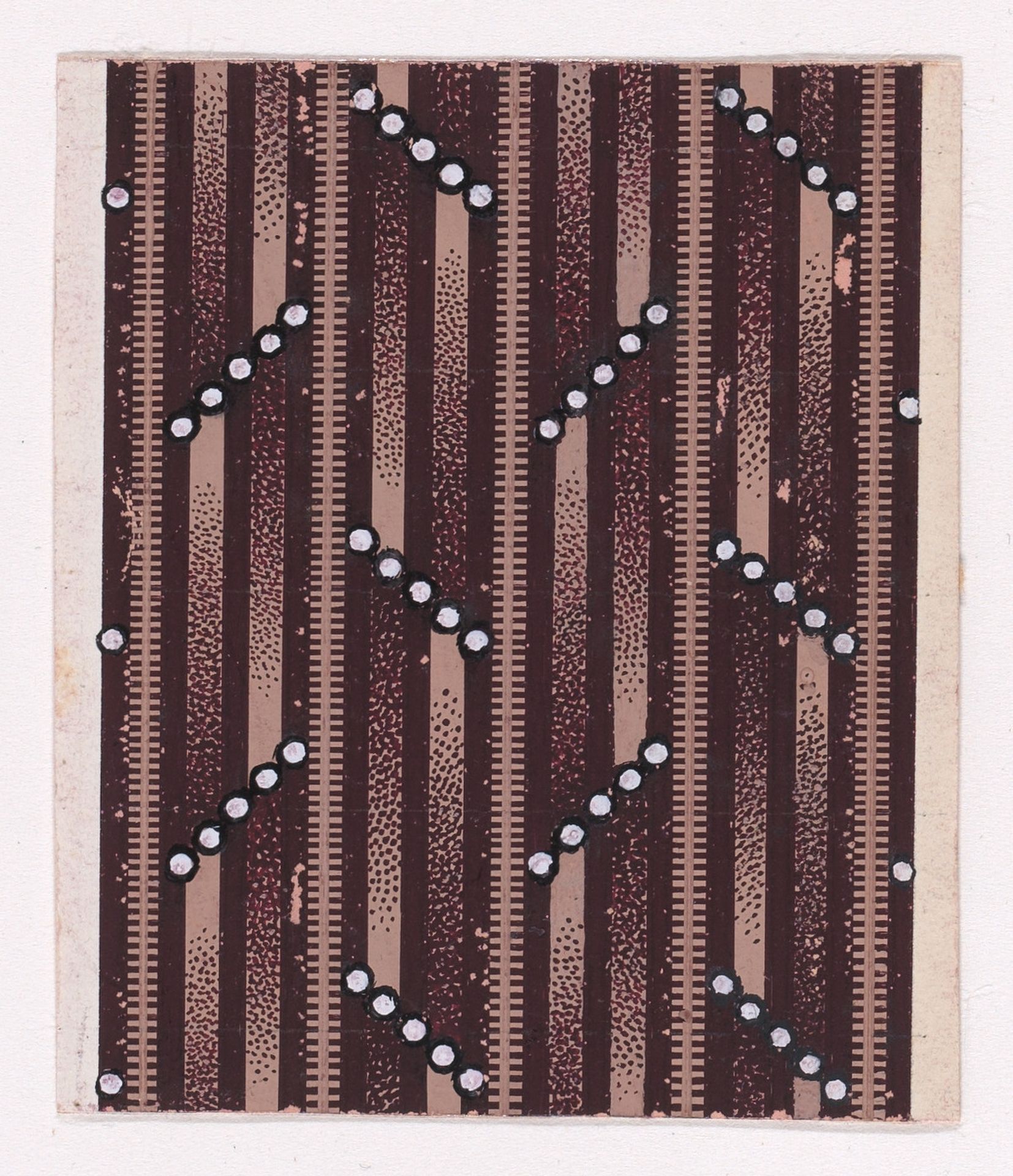 Textile Design with Alternating Horizontal Strips of Pearls over a Striped Background by Anonymous