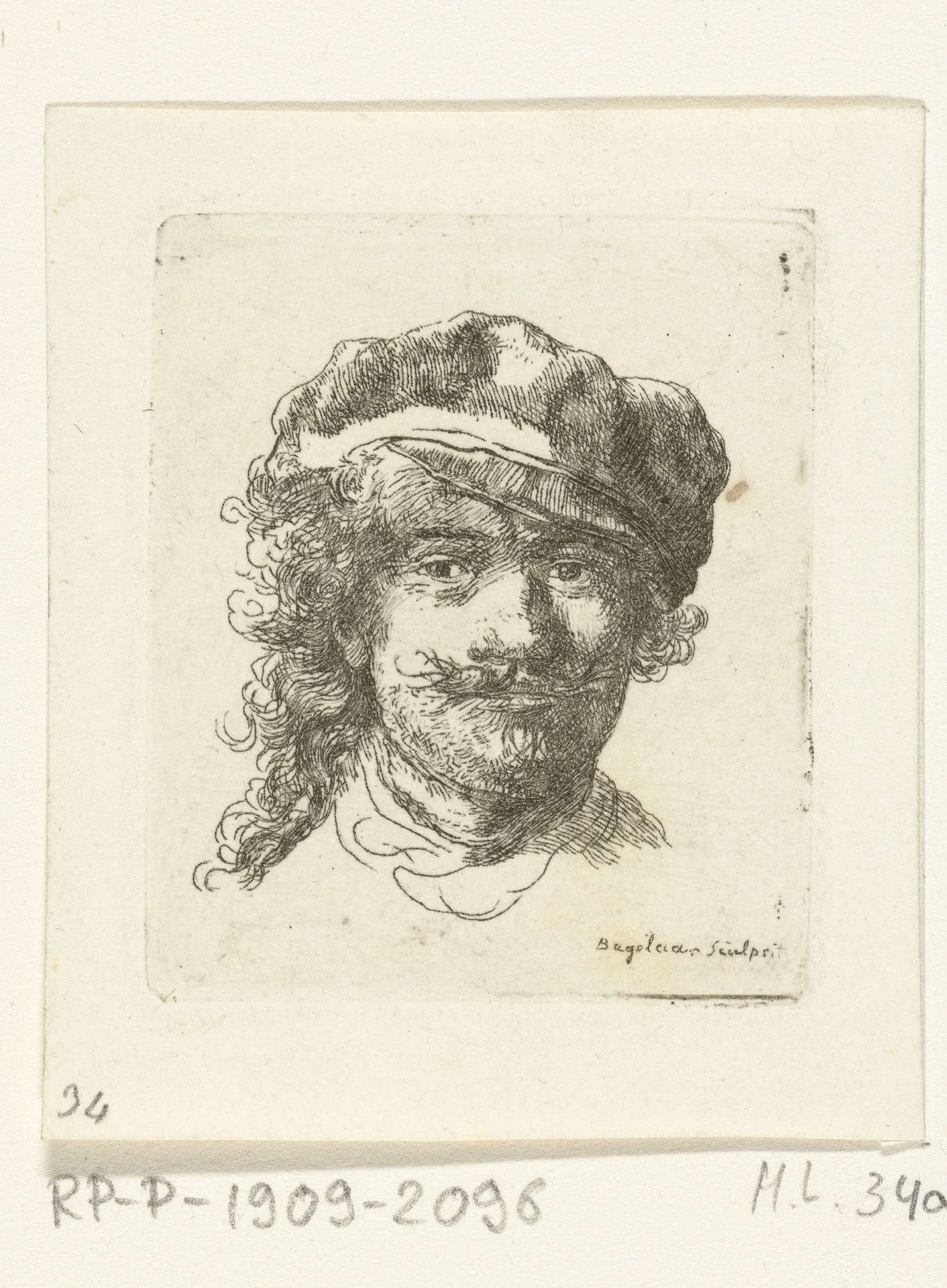 Zelfportret met pet by Ernst Willem Jan Bagelaar