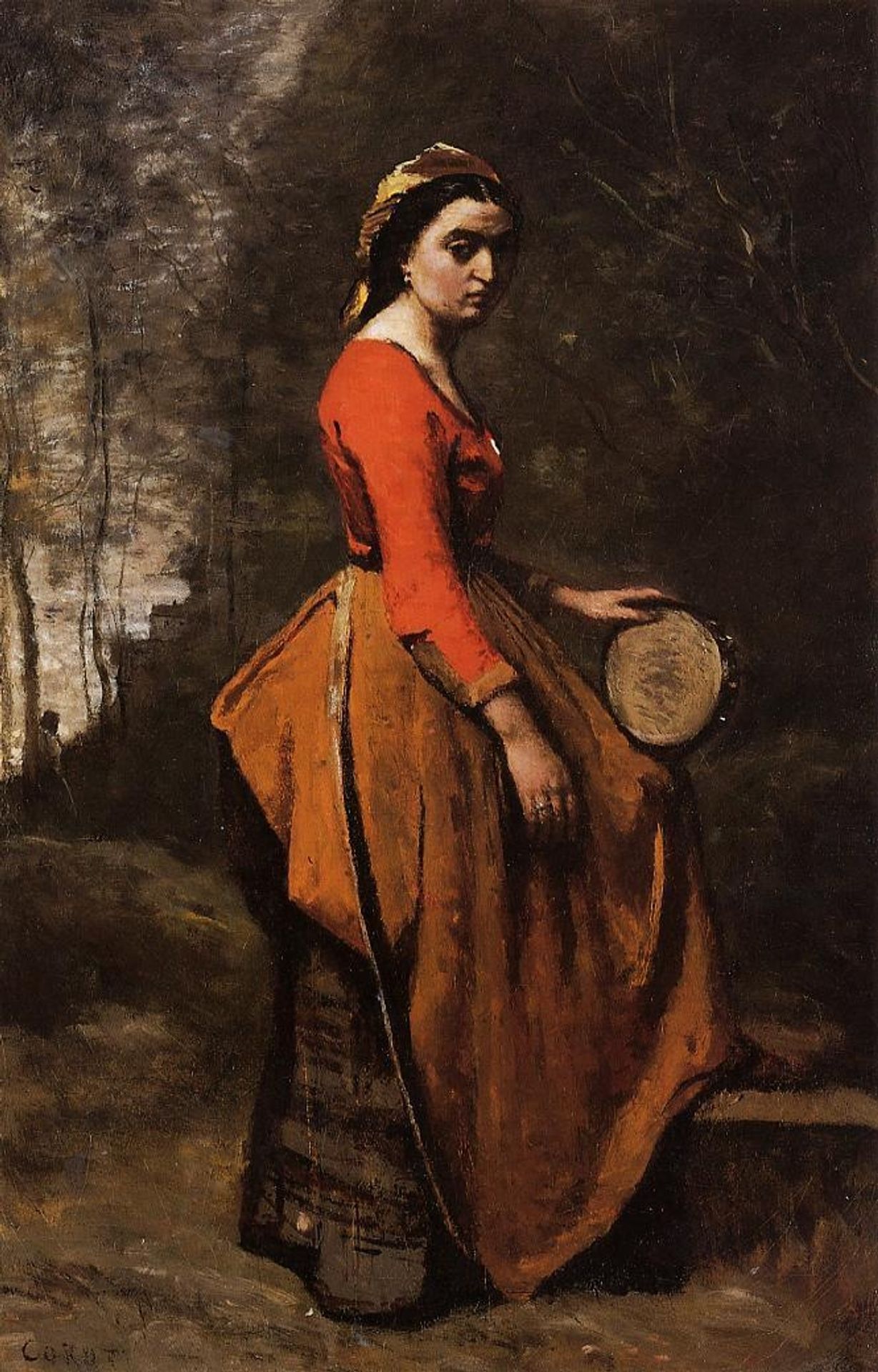 Gypsy with a Basque Tamborine by Camille Corot