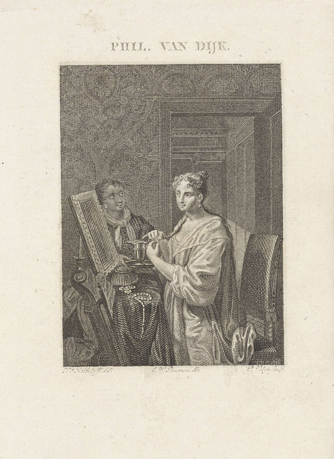 Dame maakt haar toilet by Philippus Velijn