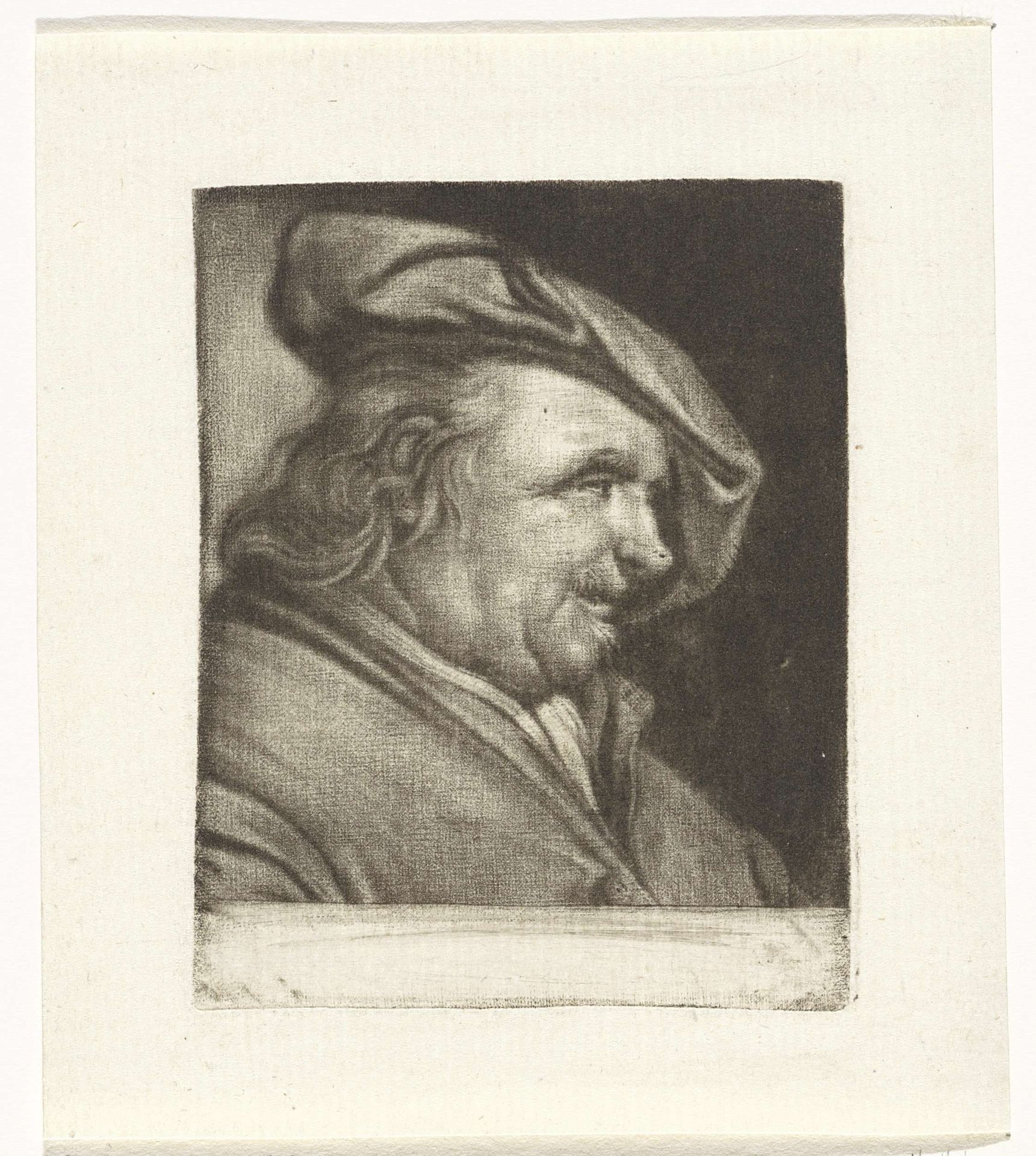 Buste van een man met een schildersmuts op het hoofd by Michiel van Musscher