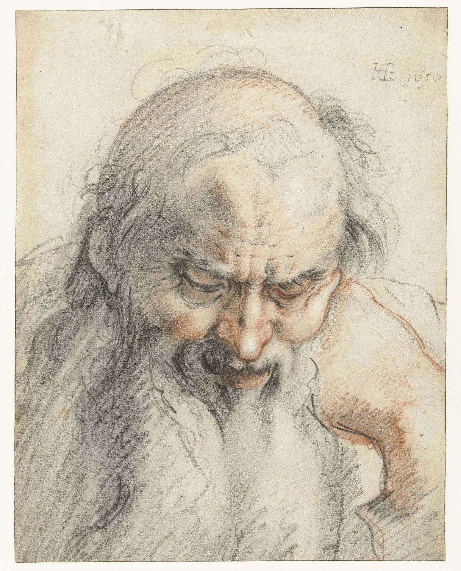 Buste van een oude man by Hendrick Goltzius
