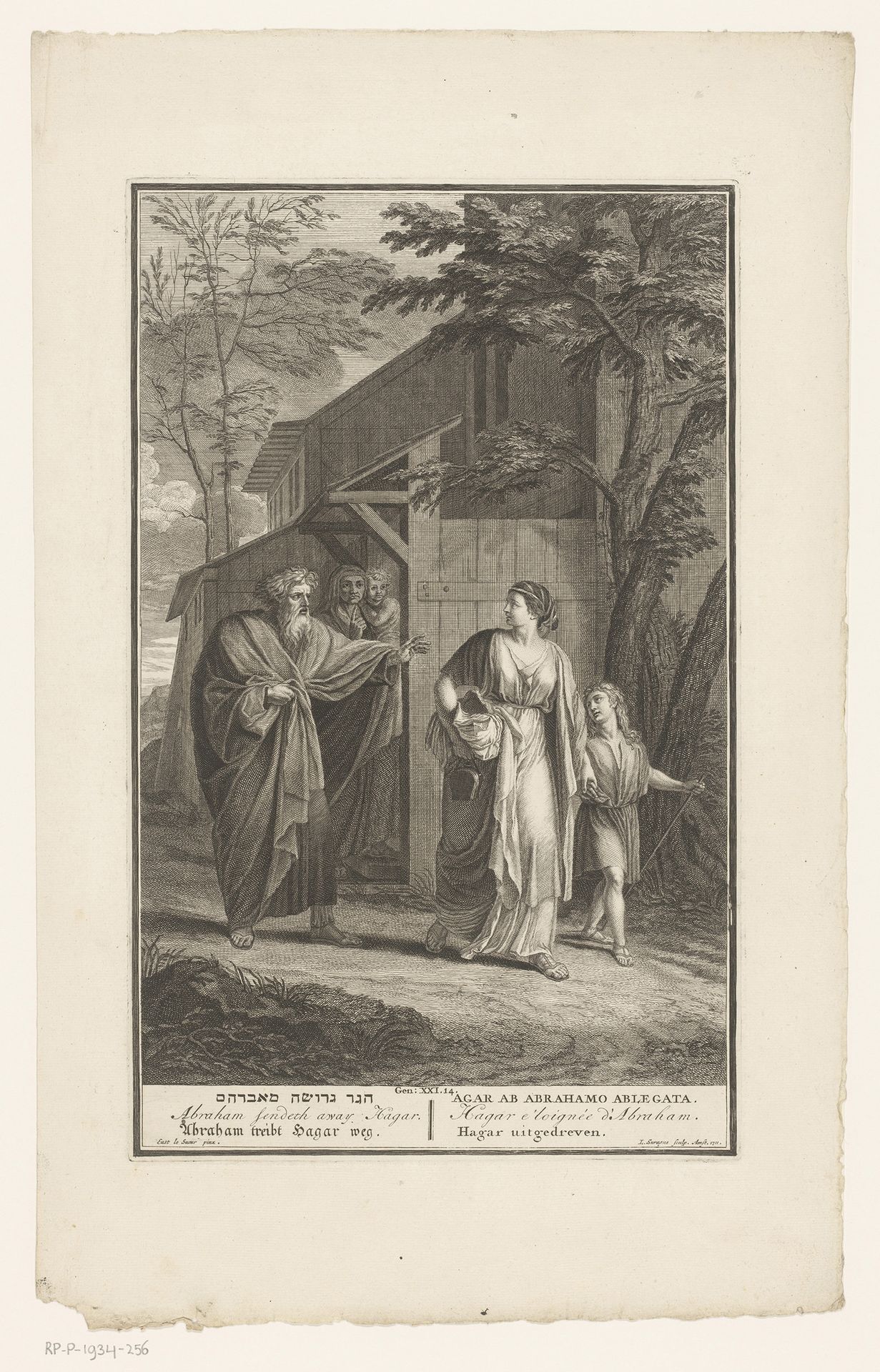 Abraham verdrijft Hagar en Ismaël by Louis Surugue