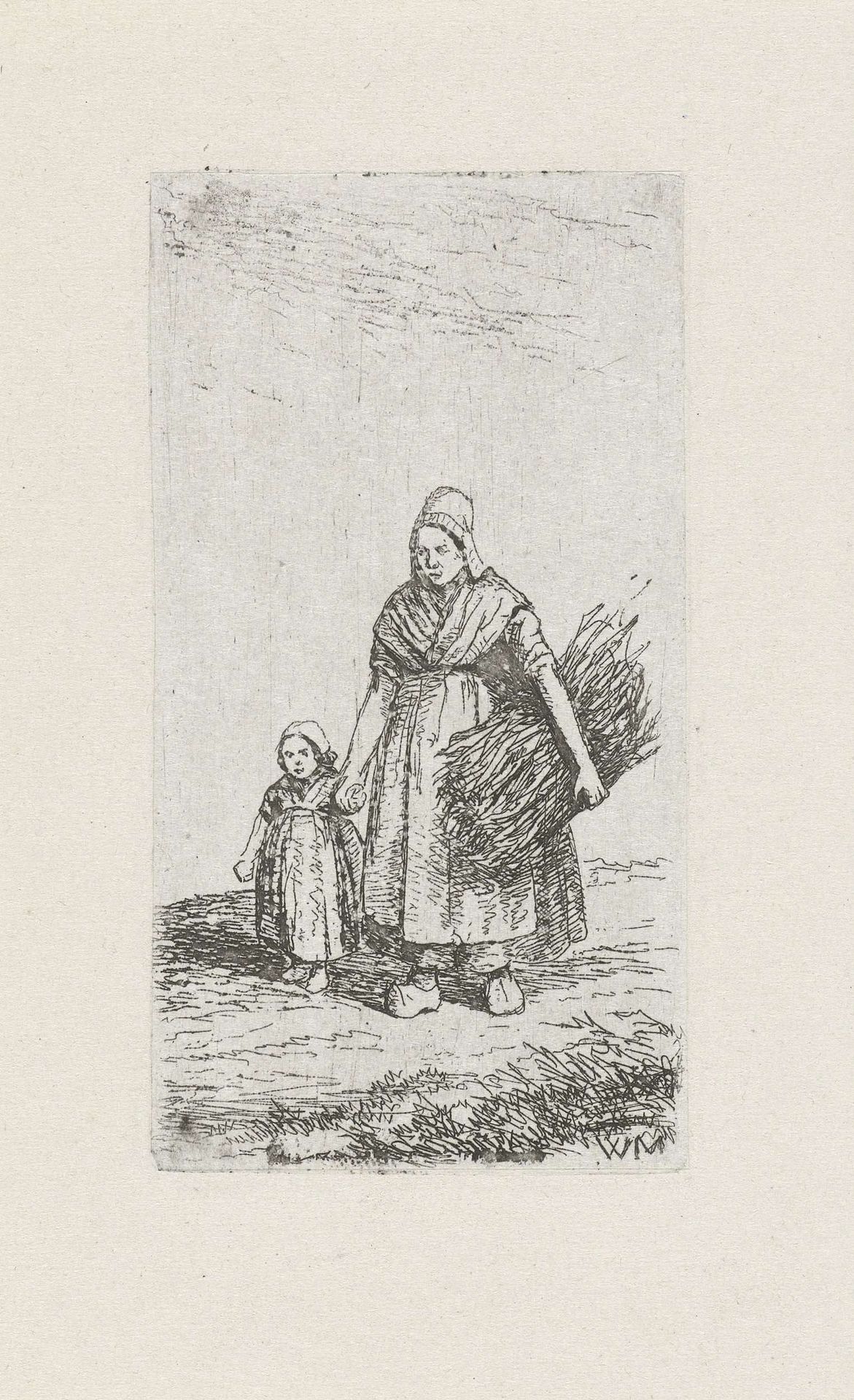 Vrouw met een kind aan de hand by Christiaan Wilhelmus Moorrees