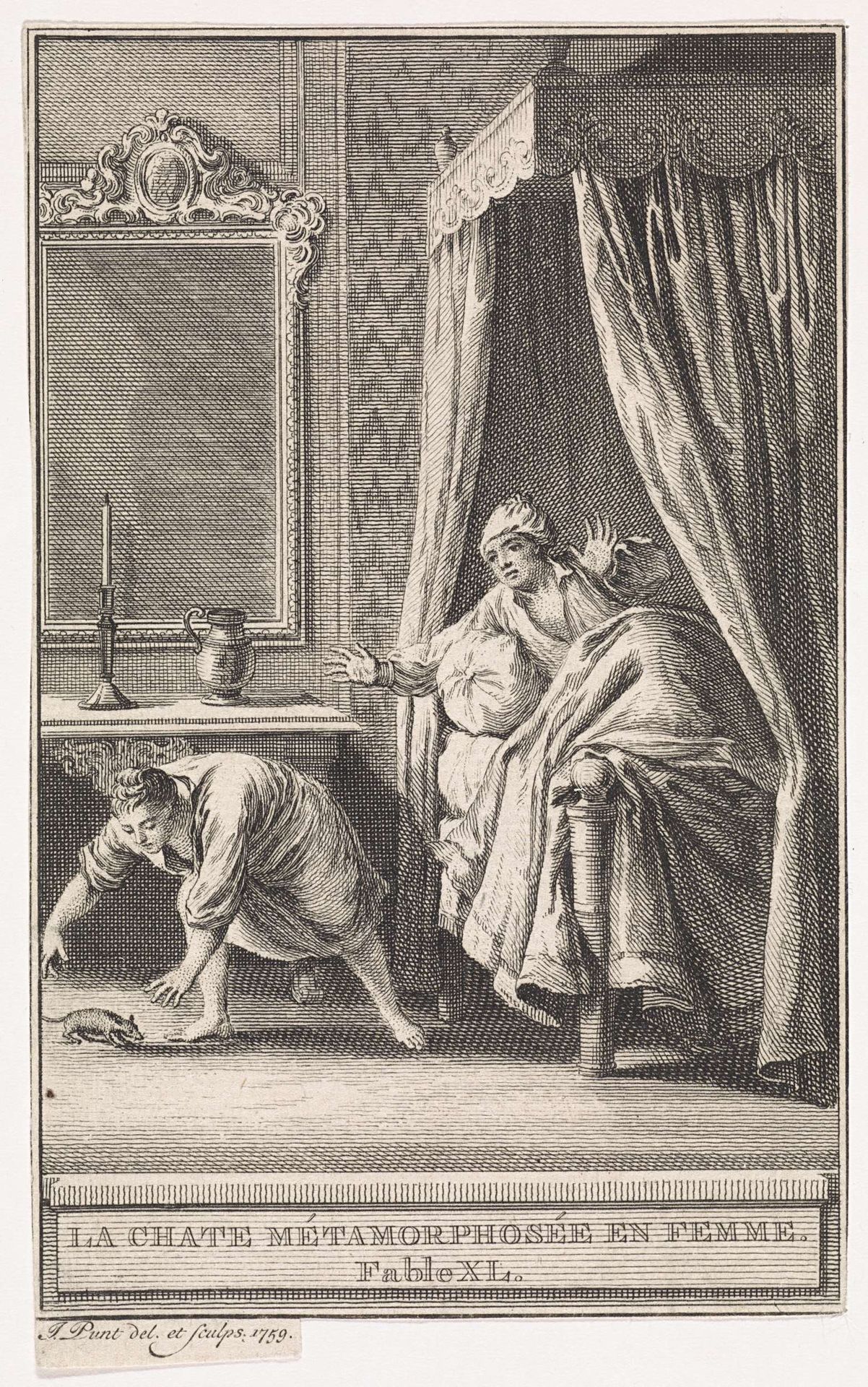 Vrouw schrikt van muis by Jan Punt