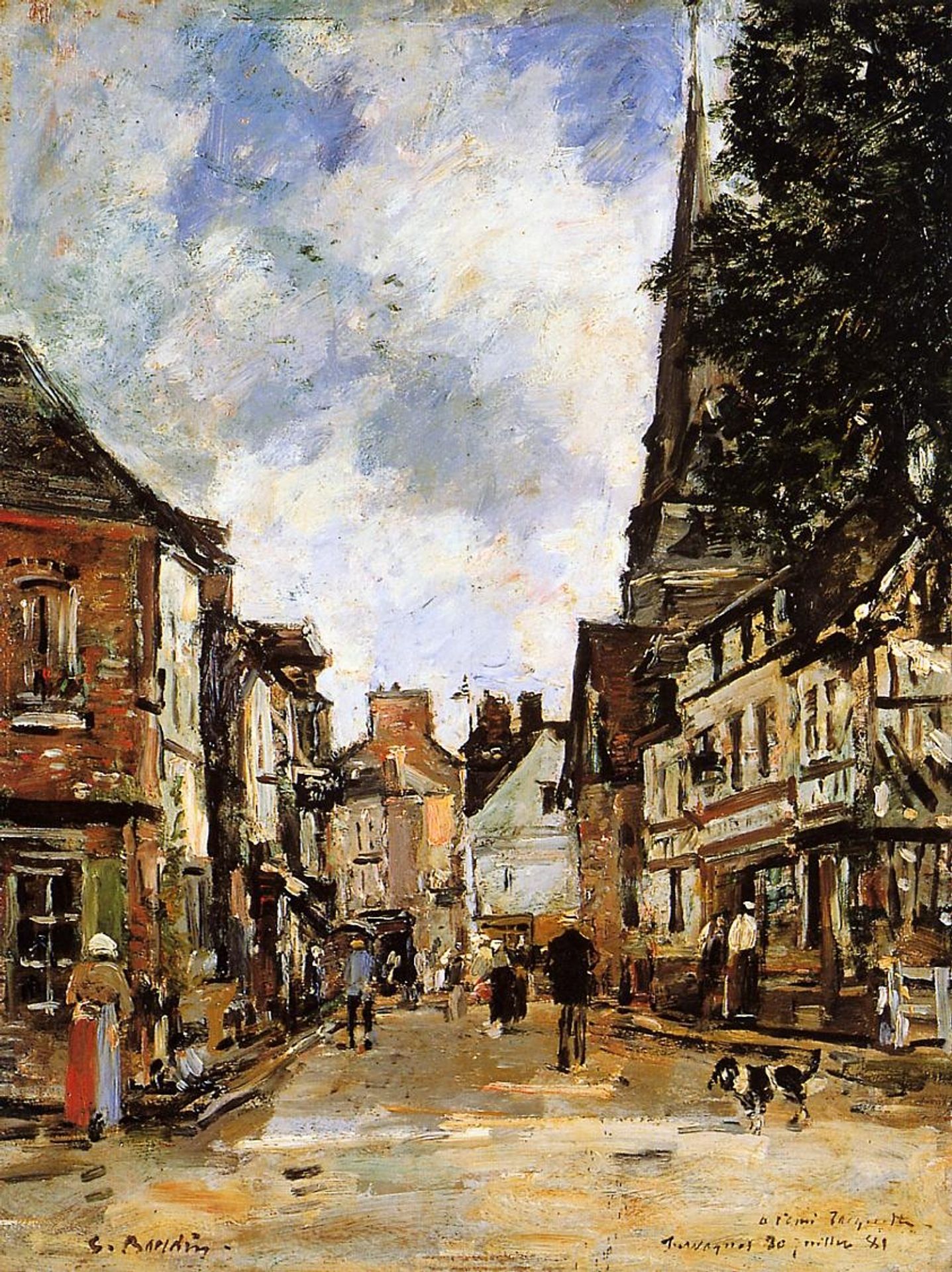 Fervaques, a Village Street by Eugène Boudin