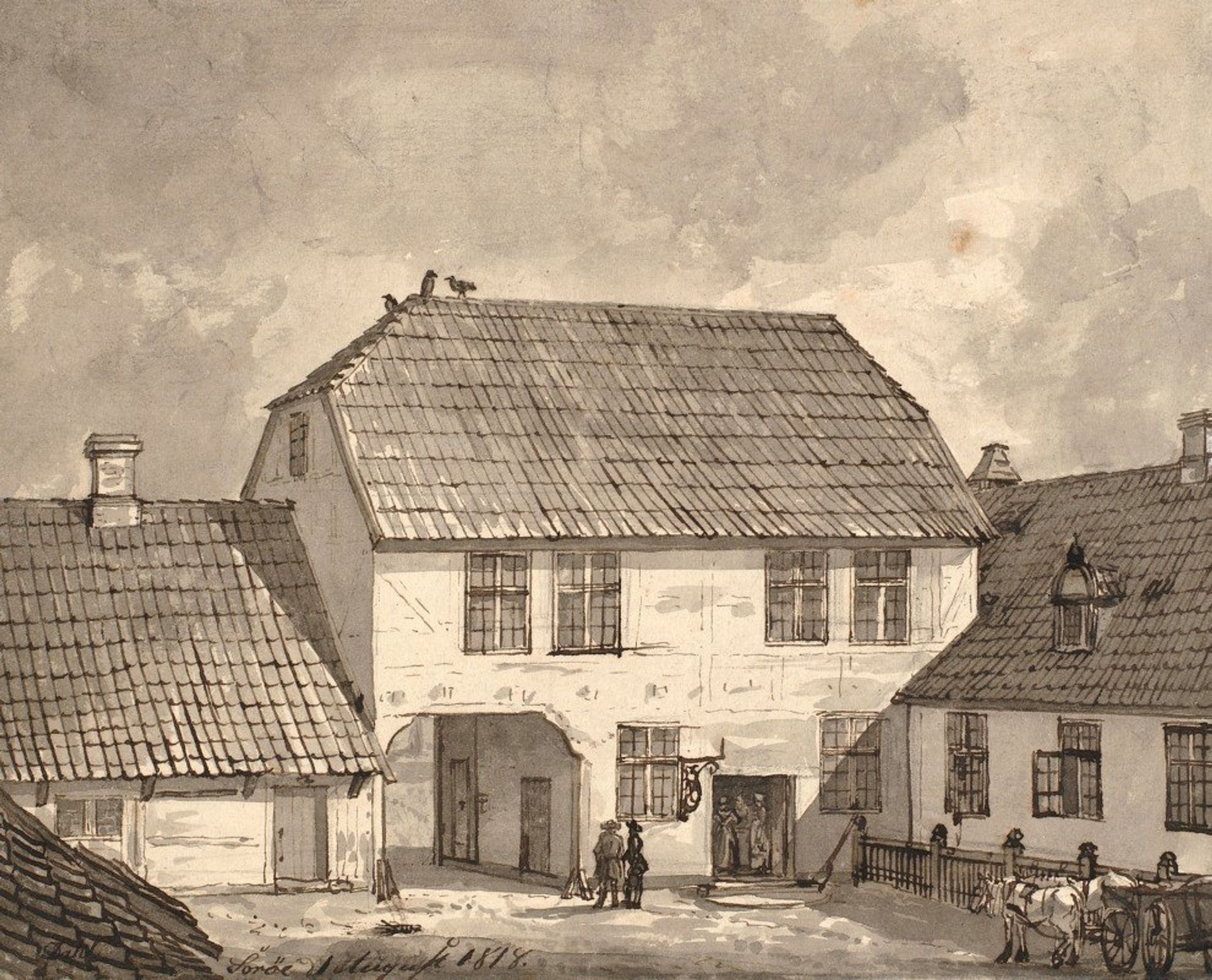 Gaardinteriør fra Sorø by Johan Christian Dahl