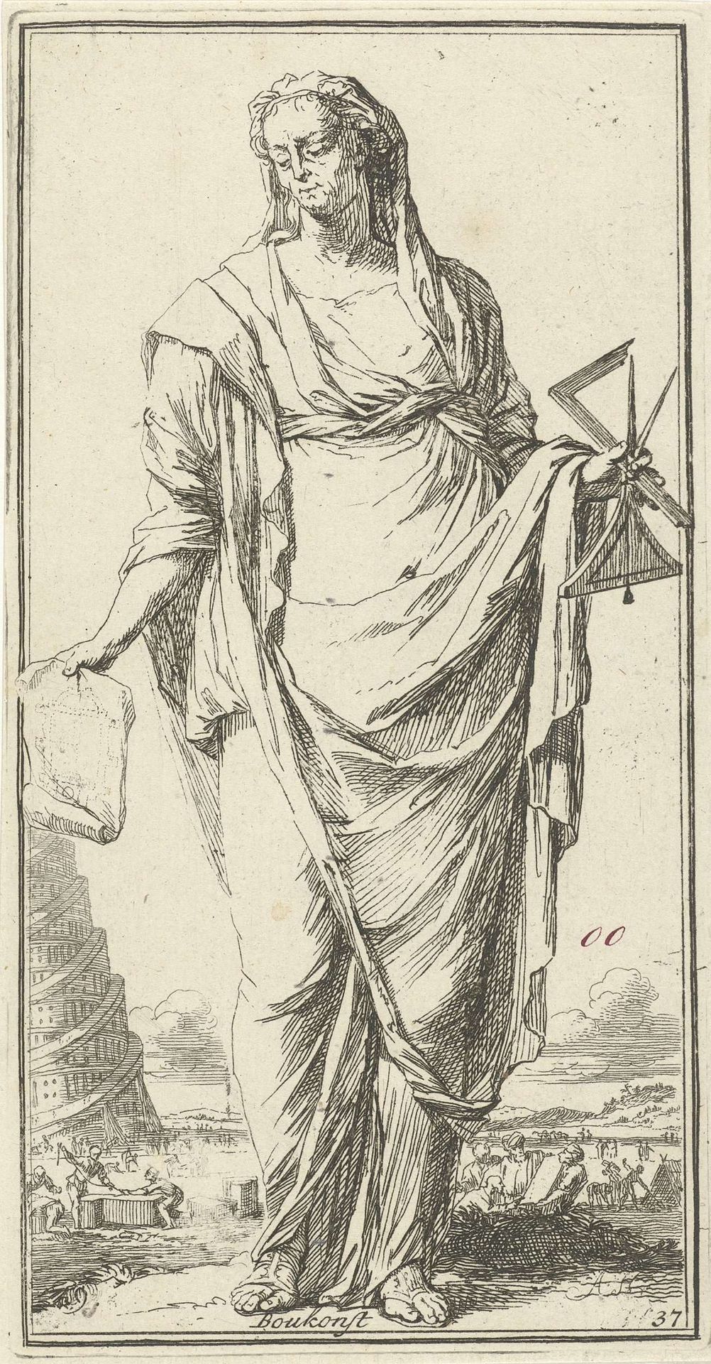 Personificatie van de bouwkunst by Arnold Houbraken