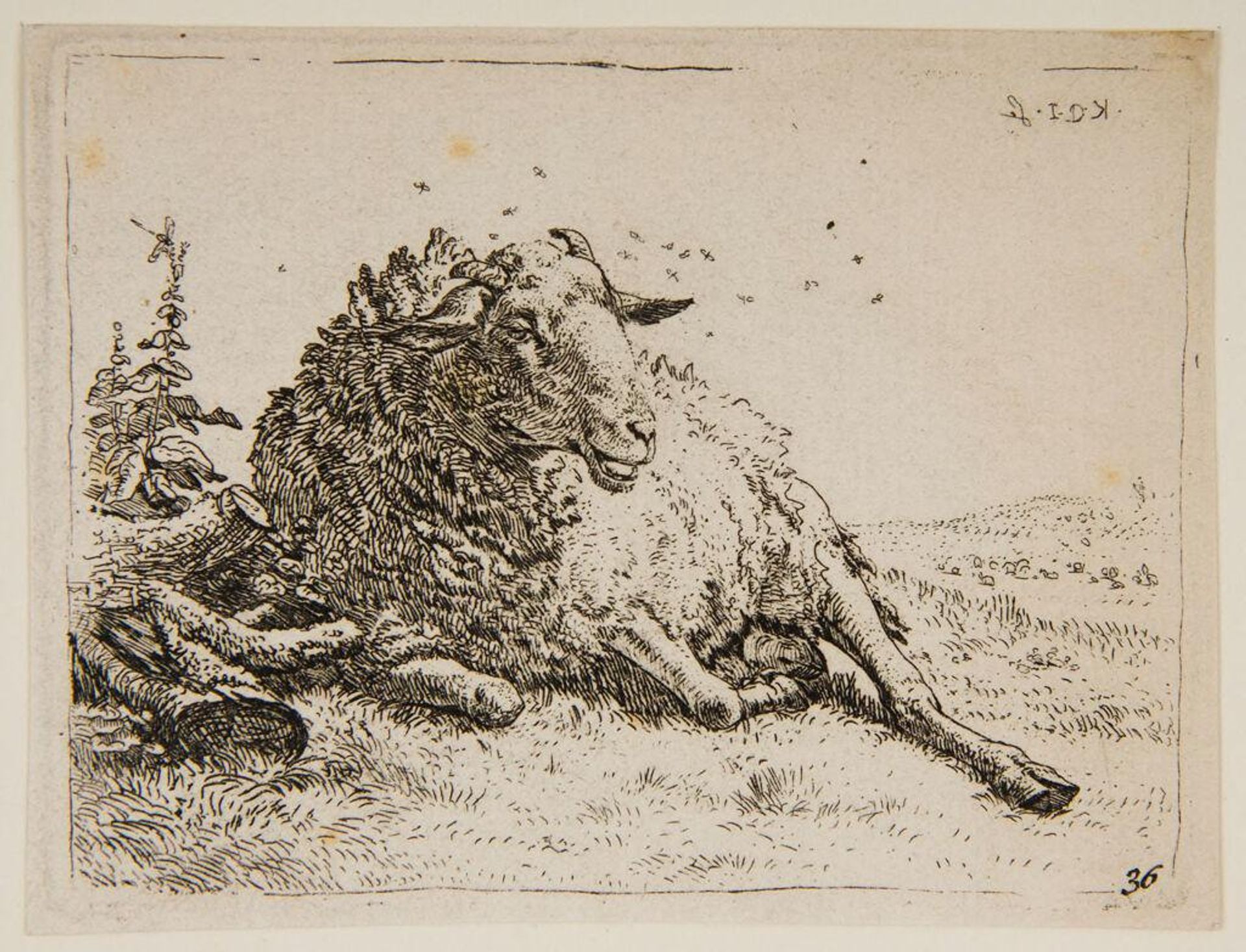 Sheep Lying Near Trunk of Tree by Karel Dujardin