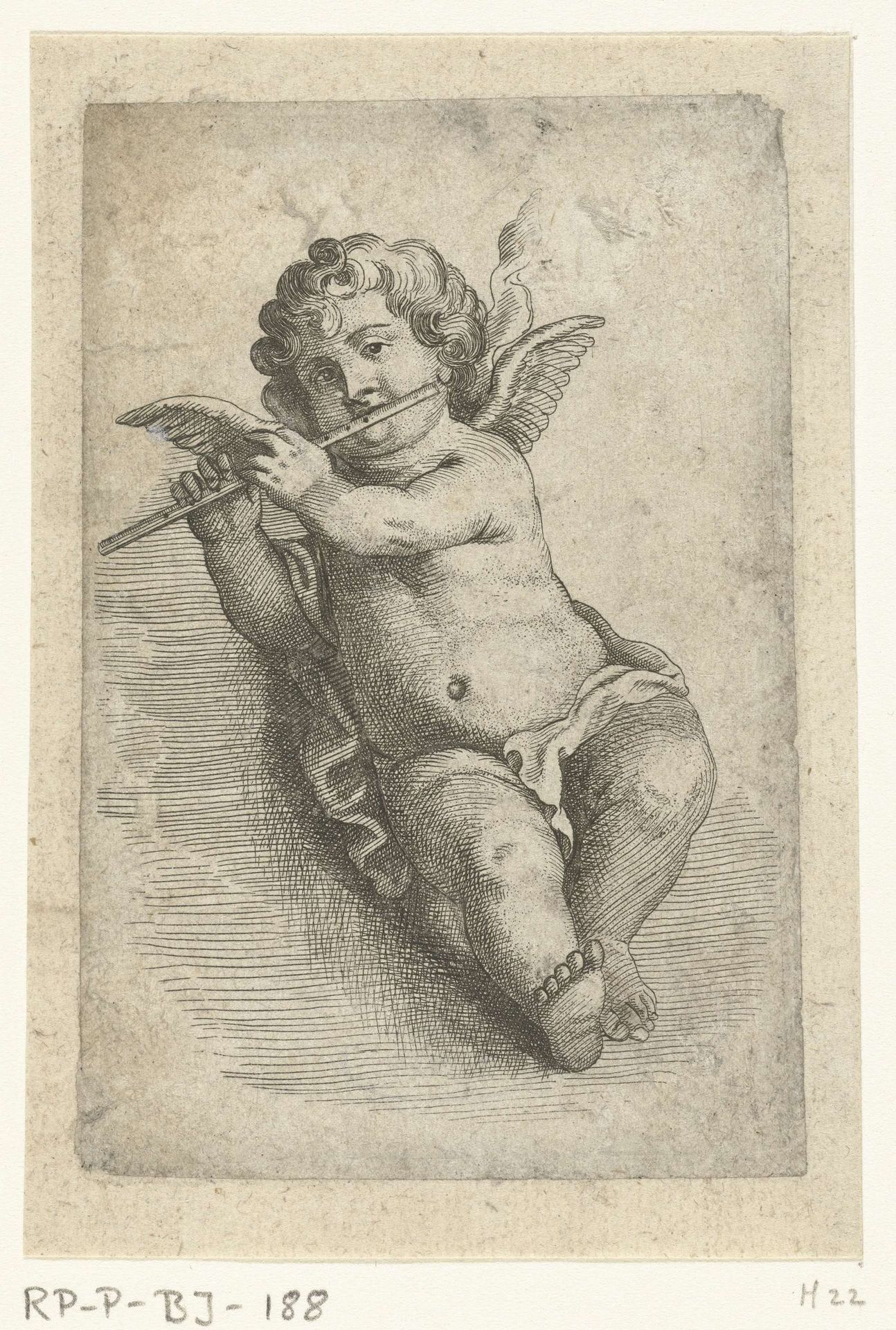 Fluit spelend engeltje by Pieter van Avont