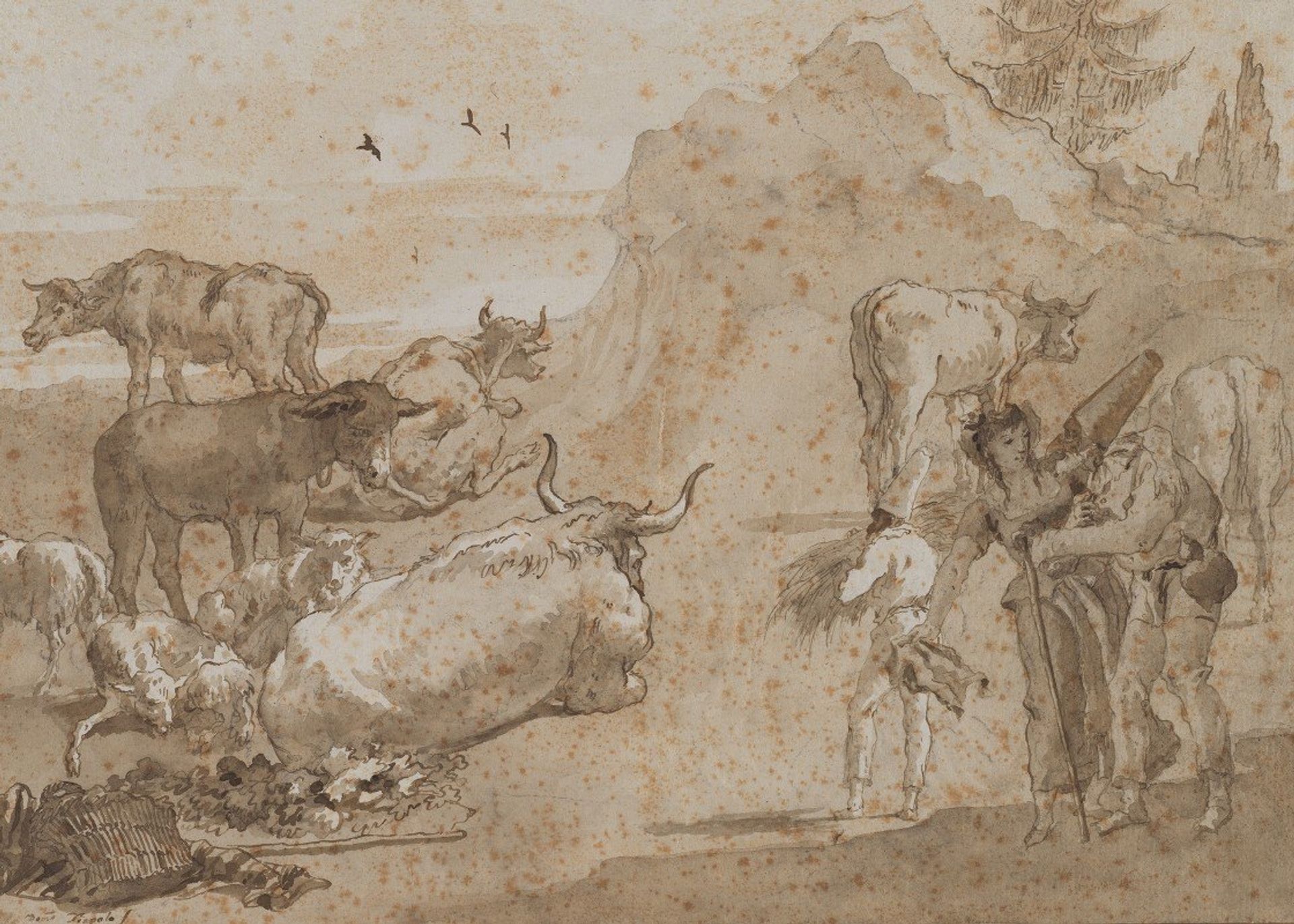 Sheep and Cows by Giovanni Domenico Tiepolo