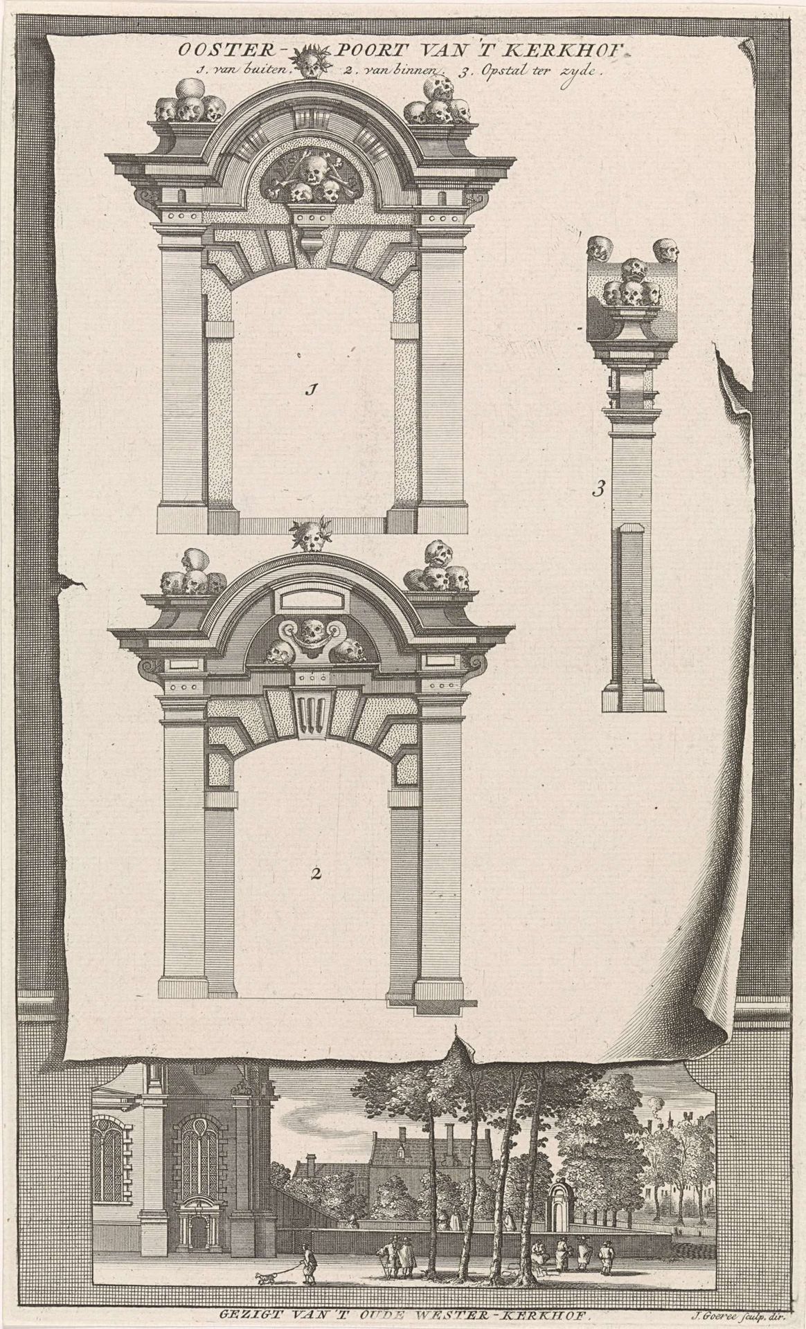 Oosterpoort van het kerkhof van de Amsterdamse Westerkerk by Jan Goeree
