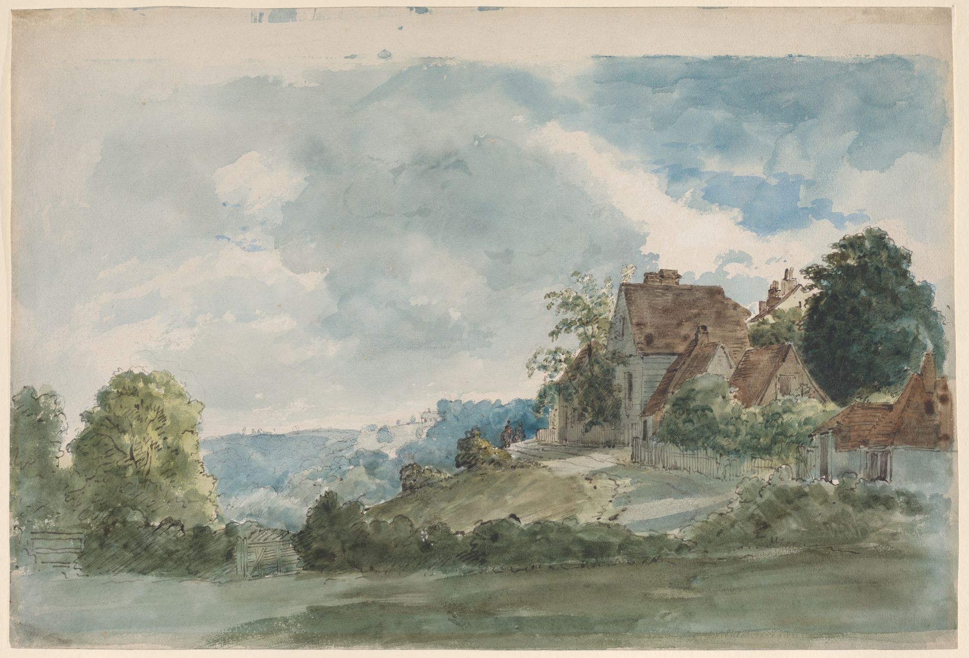 Cottages in an Extensive Landscape by William Henry Hunt