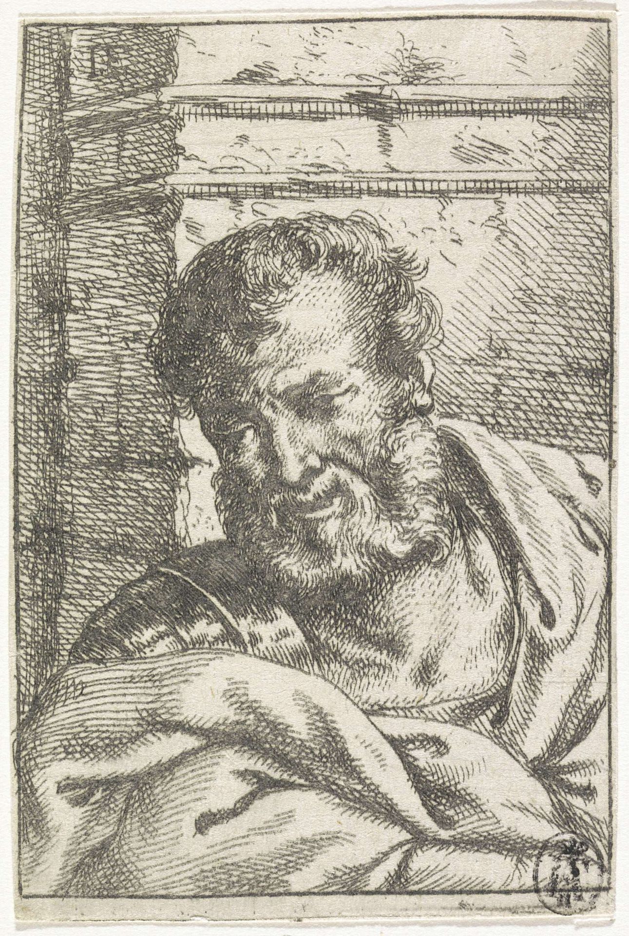 Man met baard by Monogrammist IF (graveur)