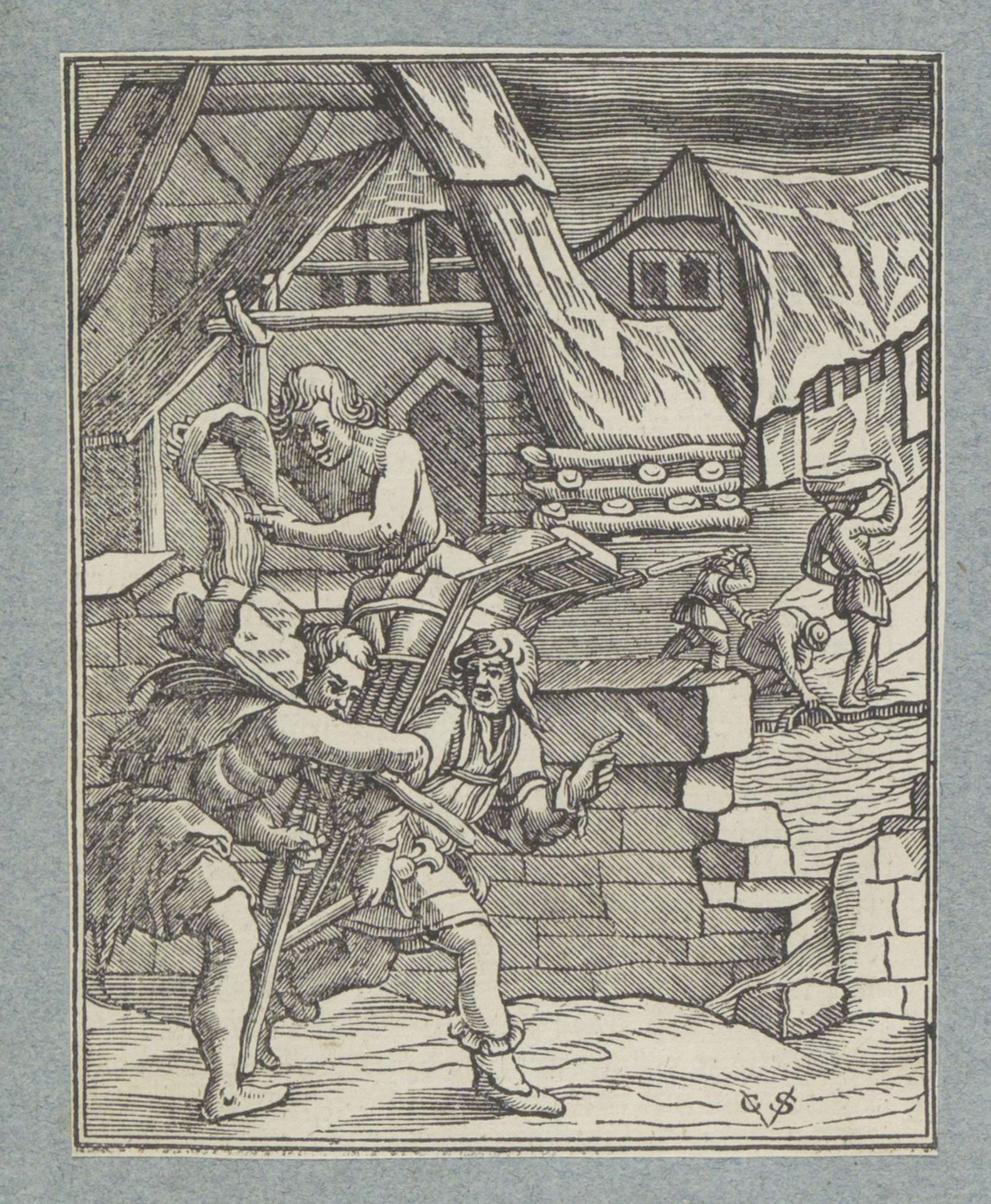 Israëlieten werken in slavernij in Egypte by Christoffel van (II) Sichem