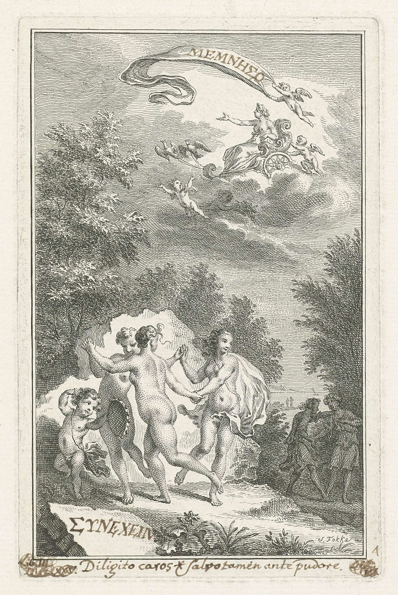 Drie gratiën en een cupido by Simon Fokke