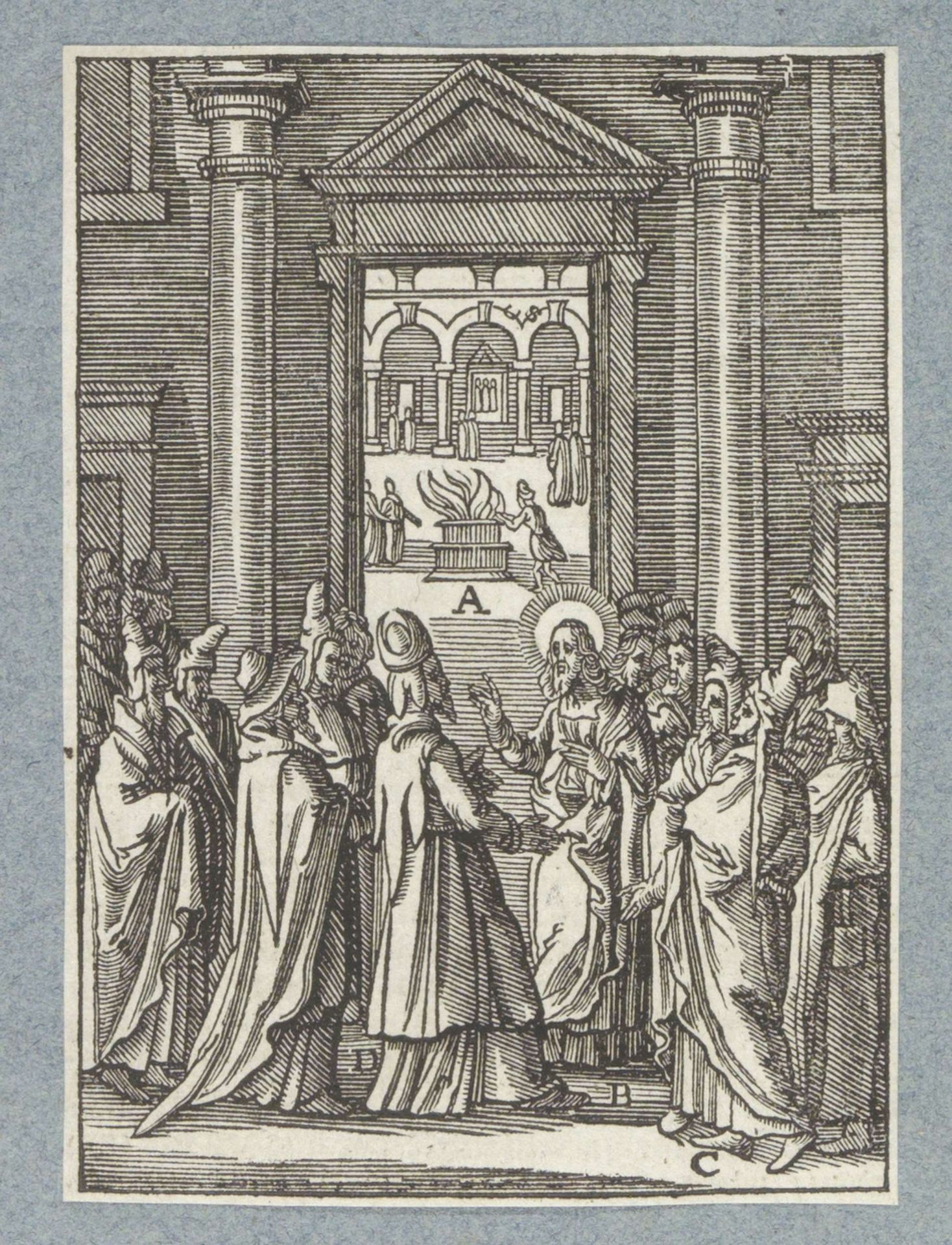 Debat met de sadduceeën en de farizeeën by Christoffel van (II) Sichem