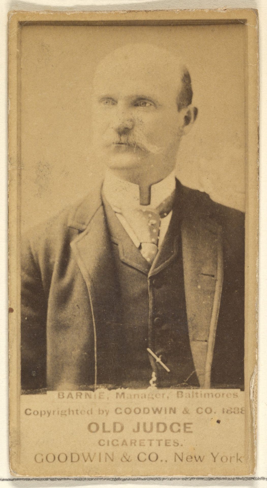 Barnie, Manager, Baltimore Orioles, from the Old Judge series (N172) for Old Judge Cigarettes by Goodwin & Company