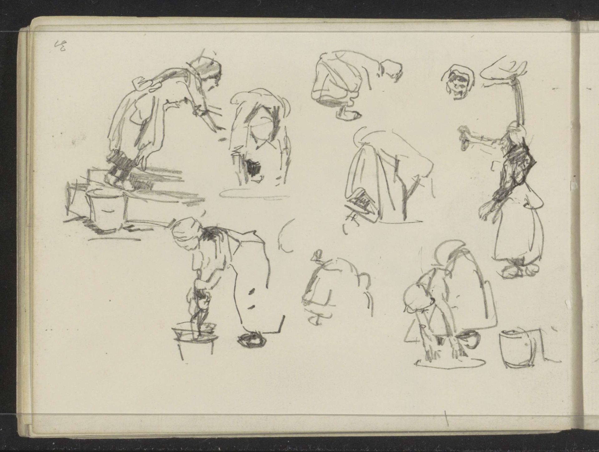 Studies van een vrouw die schoonmaakt by Isaac Israels