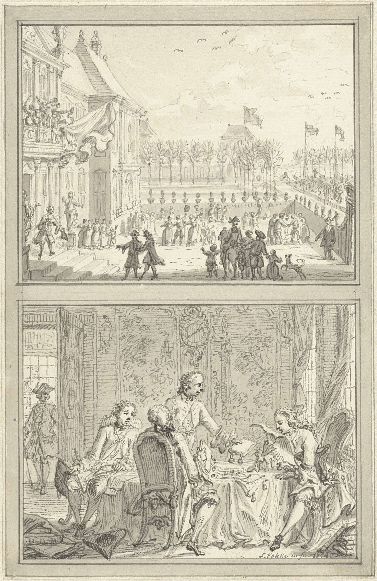 Paleis Honselaarsdijk wisselt van eigenaar / Verkoop van de Pruisische heerlijkheden aan Anna van Hannover, 1754 by Simon Fokke