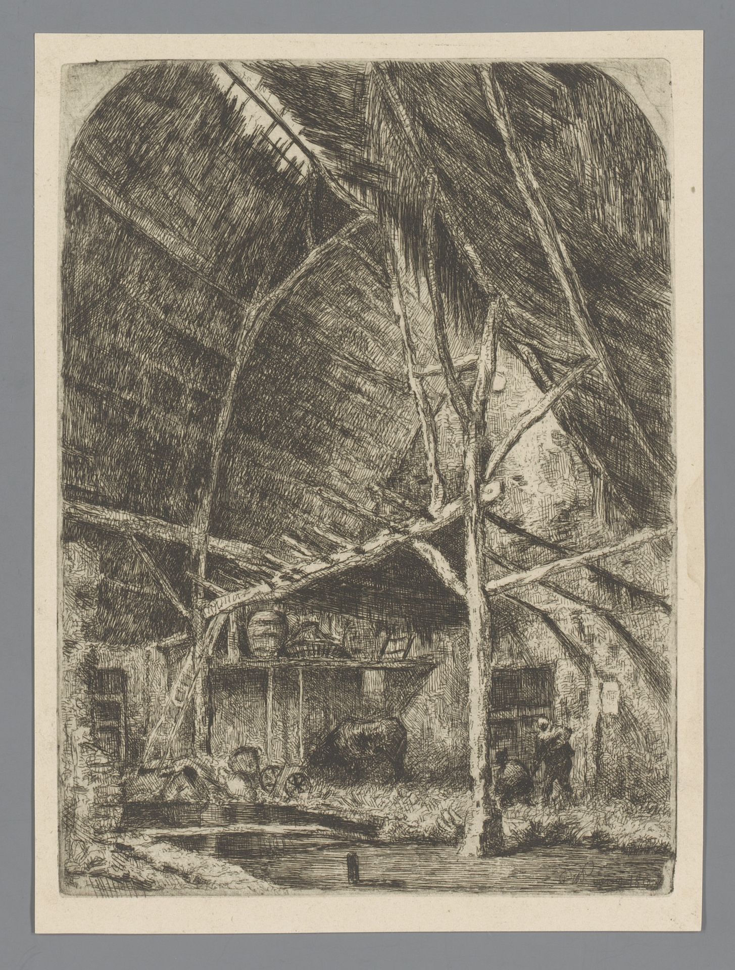 Interieur van een stal by Willem (II) Linnig