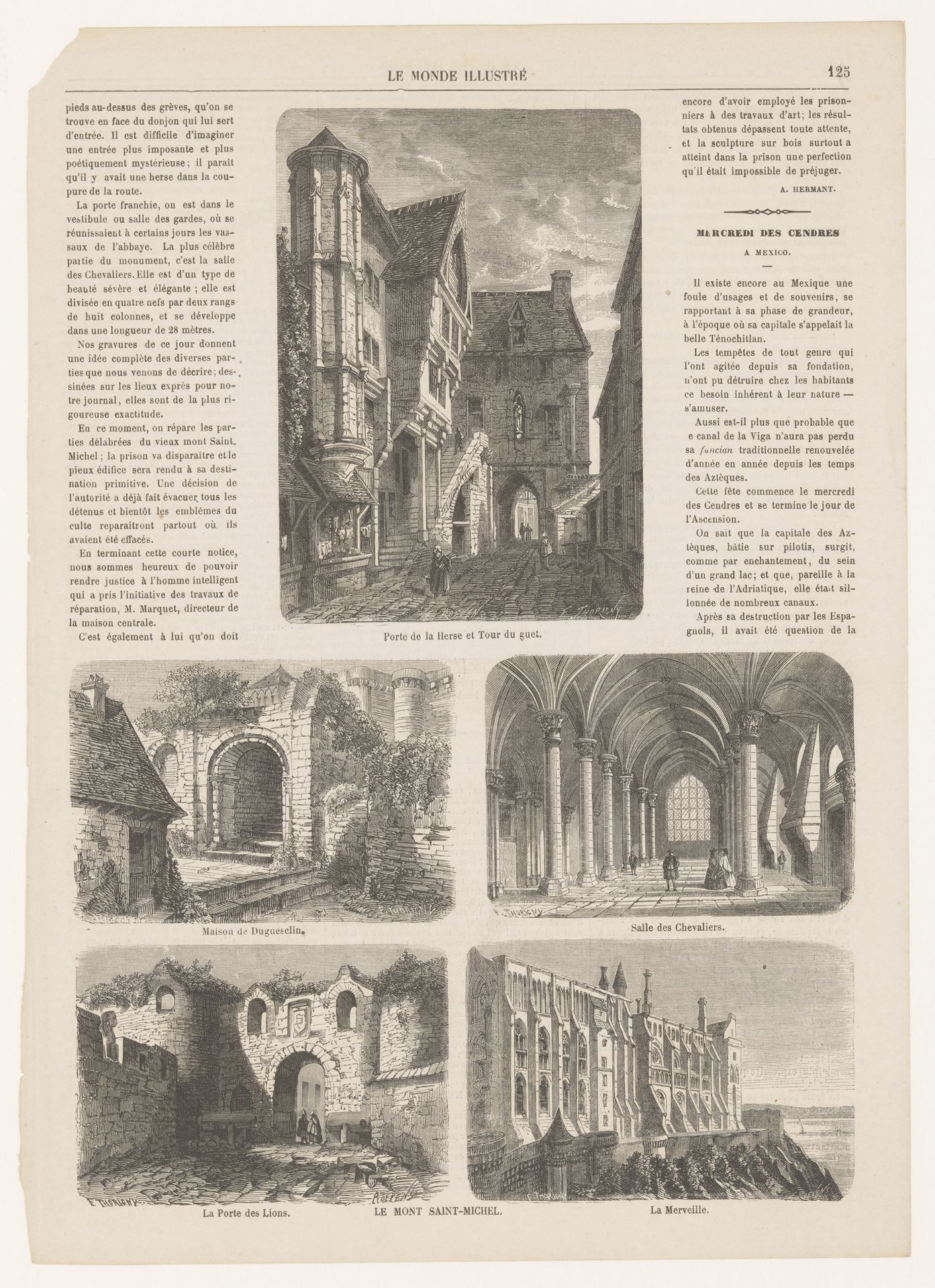 Vijf voorstellingen met Le Mont Saint-Michel als onderwerp by F. Roevens