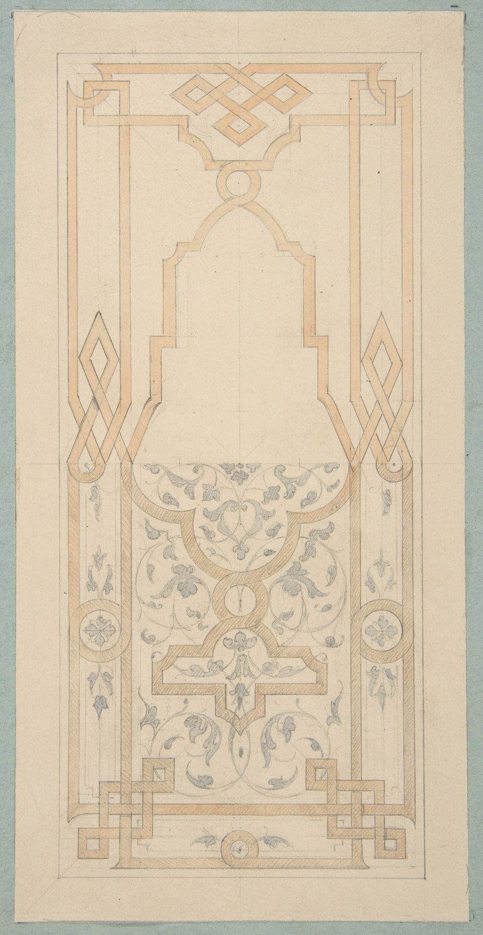 Design for a panel ornamented with strapwork and rinceaux by Jules-Edmond-Charles Lachaise