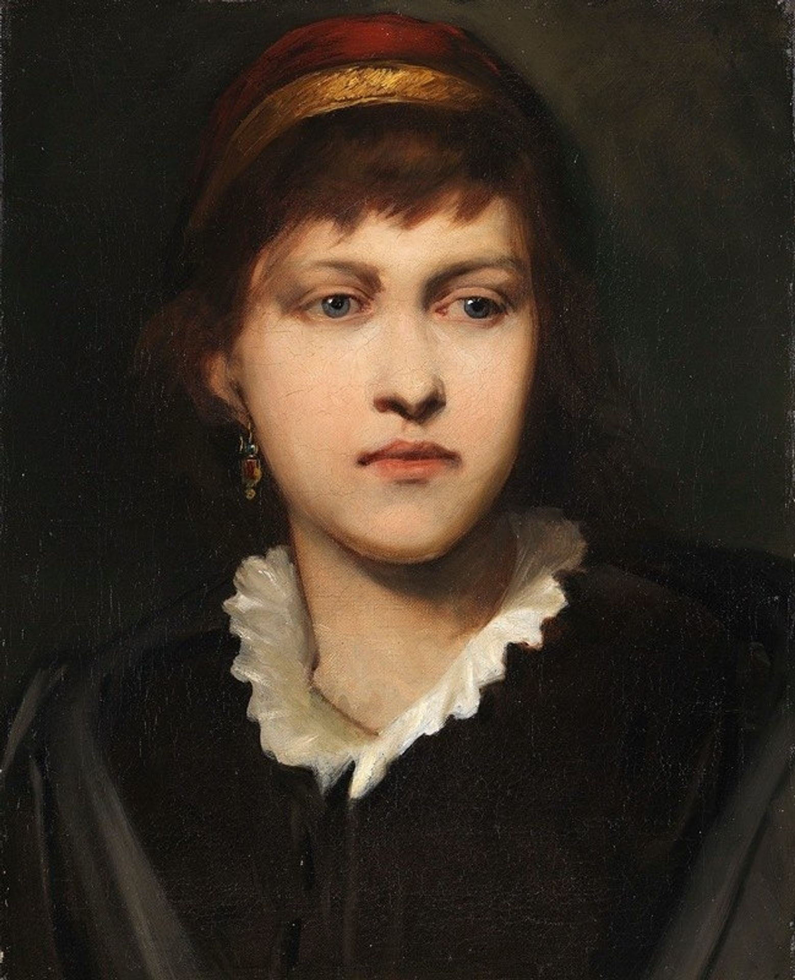 Bildnis eines Mädchens mit Haube und Ohrschmuck by Gabriel von Max