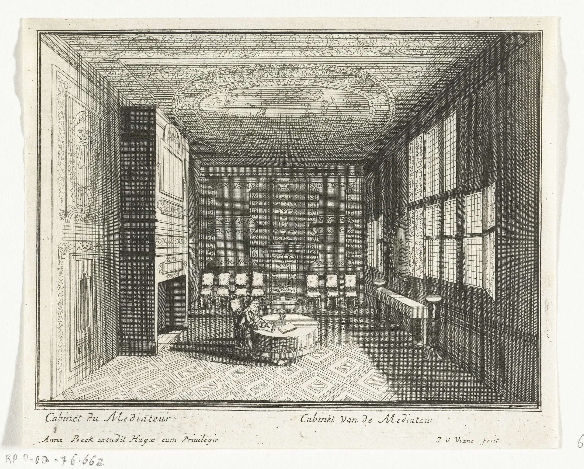 Kabinet van de bemiddelaar in het Huis ter Nieuburch in Rijswijk, 1697 by Jan van Vianen